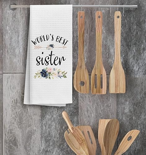 Miniatura 2 de TNUW Mejores toallas de cocina para hermanas 40x60 cm, toallas de mano florales suaves y absorbentes para té y platos, regalos para cumpleaños,