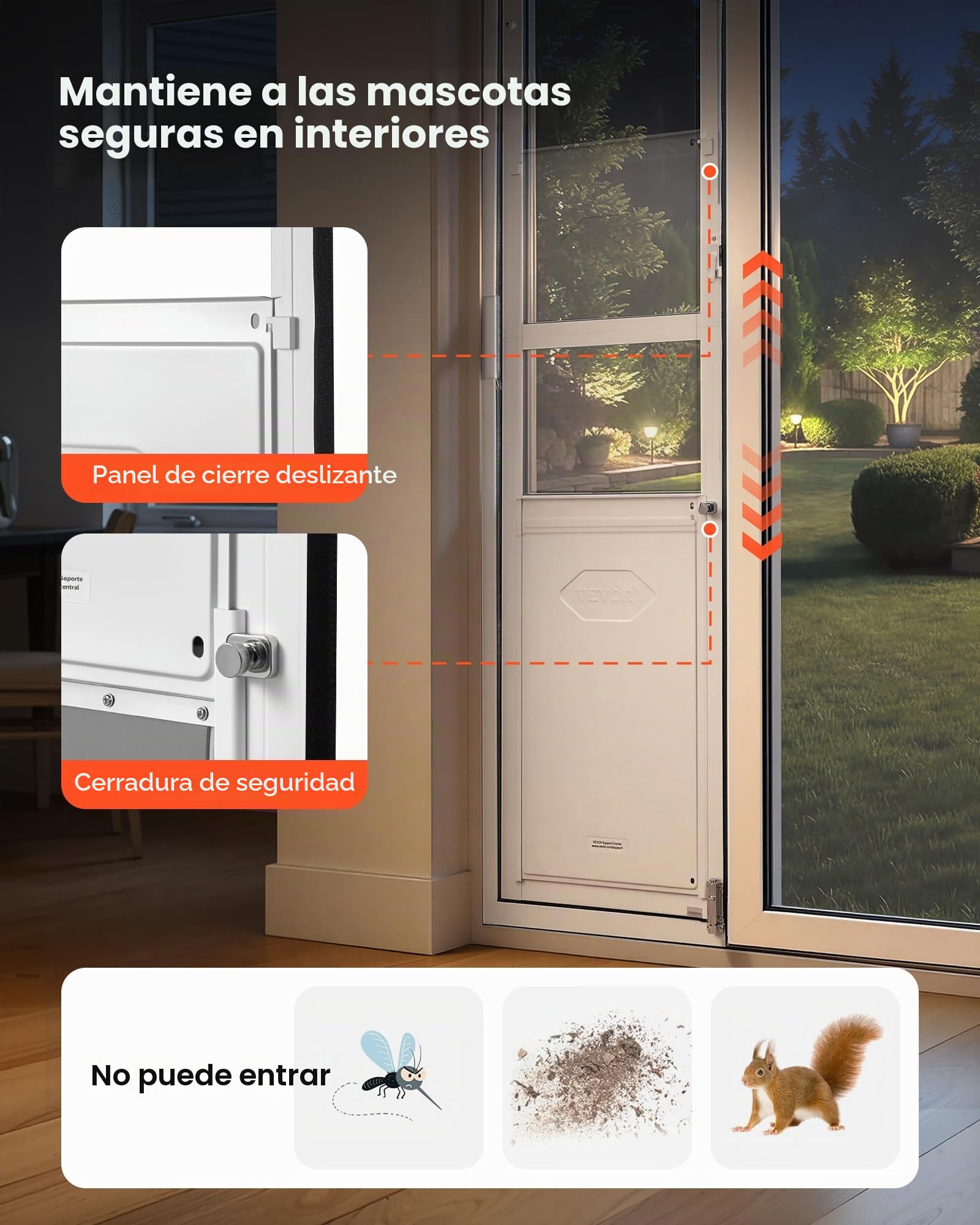 VEVOR Puerta Abatible de Vidrio con Entrada para Perros, 180° Altura Ajustable, Marco de Aleación de Aluminio, Puerta para Mascota 34,6 x 60 cm con Cerradura Magnética, Compatible con Perros Grandes