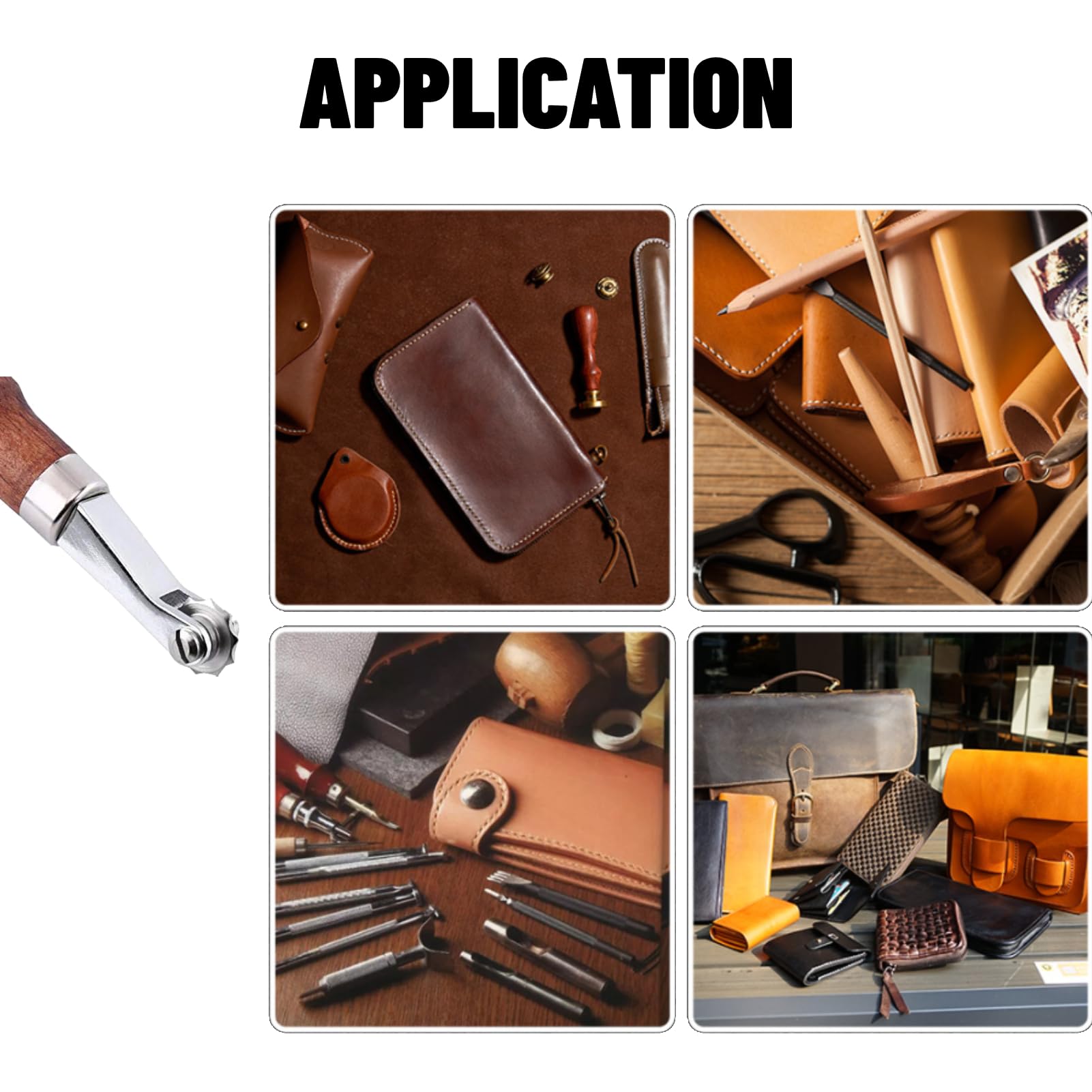 Leder-Nährad Set Mit 4 Abstandsrädern (3–5 Mm) – Inkl. Holzgriff & Schraubendreher Für Lederhandwerk