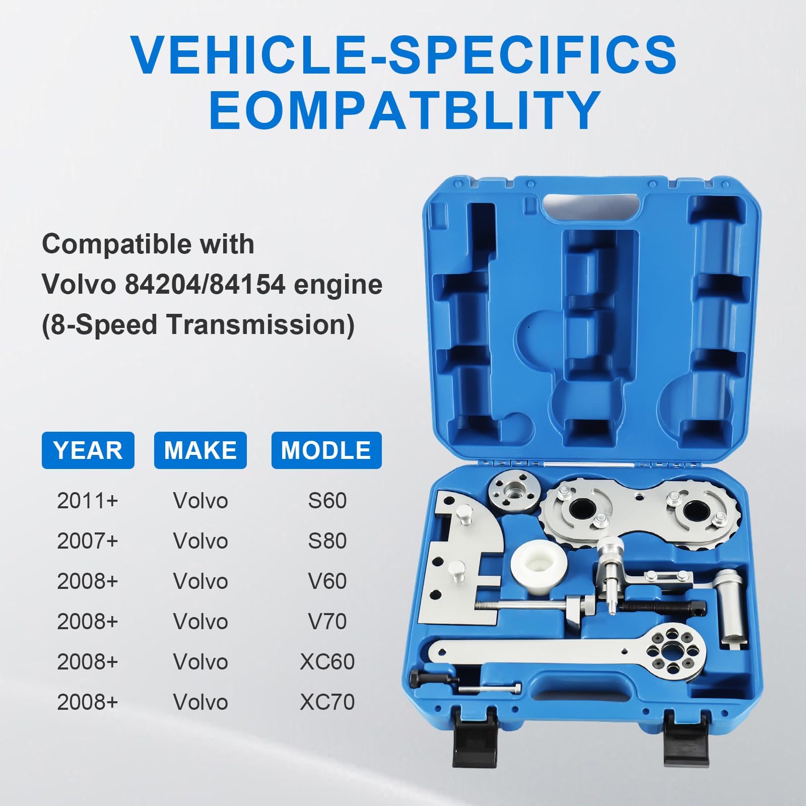 HEYOUTH Zahnriemen Werkzeug,Motor Einstellwerkzeug Kompatibel mit Volvo 2.0T Neue S60 S80 V60 V70 XC60 XC70 XC80 B4204 Nockenwellenverriegelung + Spannungsausgleich