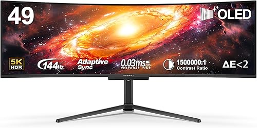 INNOCN Monitor curvo OLED ultraancho de 49" 5K2K 5120 x 1440p 144Hz, 0.03ms, monitor de computadora para PC AI, USB tipo C 90W, HDMI 2.1,