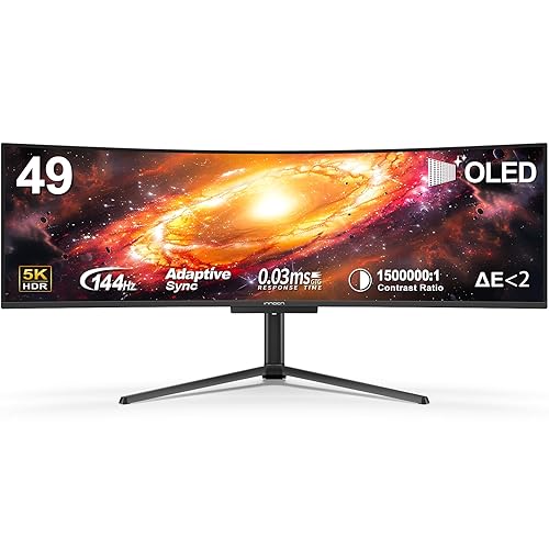INNOCN 49" OLED Ultrawide Curved Gaming Monitor 5120 x 1440p 144Hz, 0.03ms, USB Type C 90W, HDMI 2.1, DisplayPort, USB Hub, Speakers, Adaptive-Sync, Adjustable Stand, Black - 49 Inch - WDQHD 144Hz