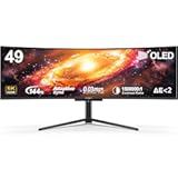 49" OLED Ultrawide Curved Gaming Monitor 5120 x 1440p 144Hz, 0.03ms, USB Type C 90W, HDMI 2.1, DisplayPort, USB Hub, Speakers, Adaptive-Sync, Adjustable Stand, Black