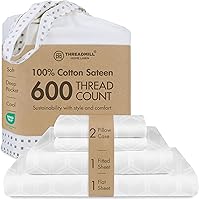 Vista 48 de Threadmill Sábanas de tamaño individual, 100 % algodón, 600 hilos, 3 piezas, diseño de damasco, rayas, gris oscuro, sábanas de algodón peinado