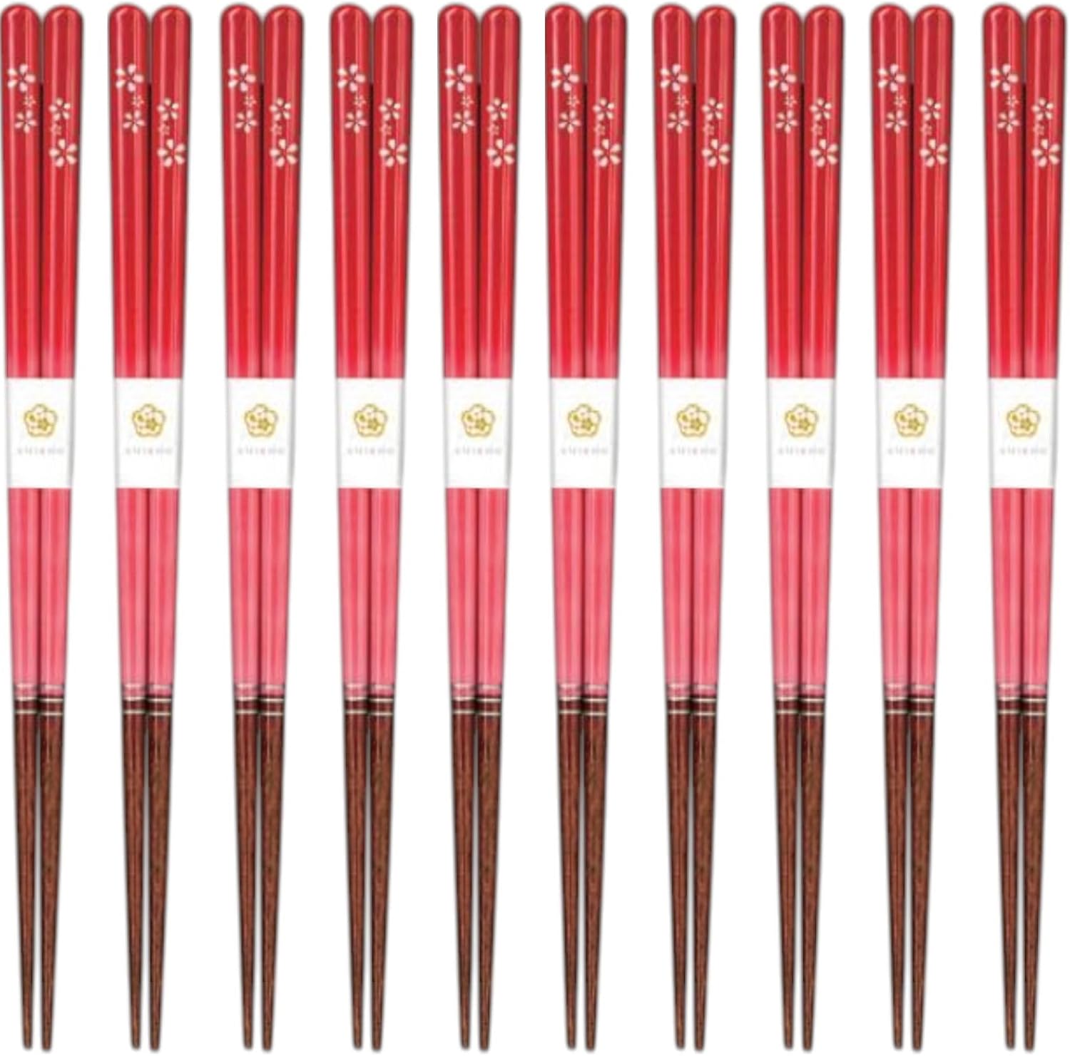 J-kitchens 10 Pair Set of Chopsticks, Lunch, Picnic, Excursions, Sports Events, Guests, Entertaining, Wooden, Natural Flowers, 8.3 inches (21.0 cm), Dishwasher Safe, Made in Japan