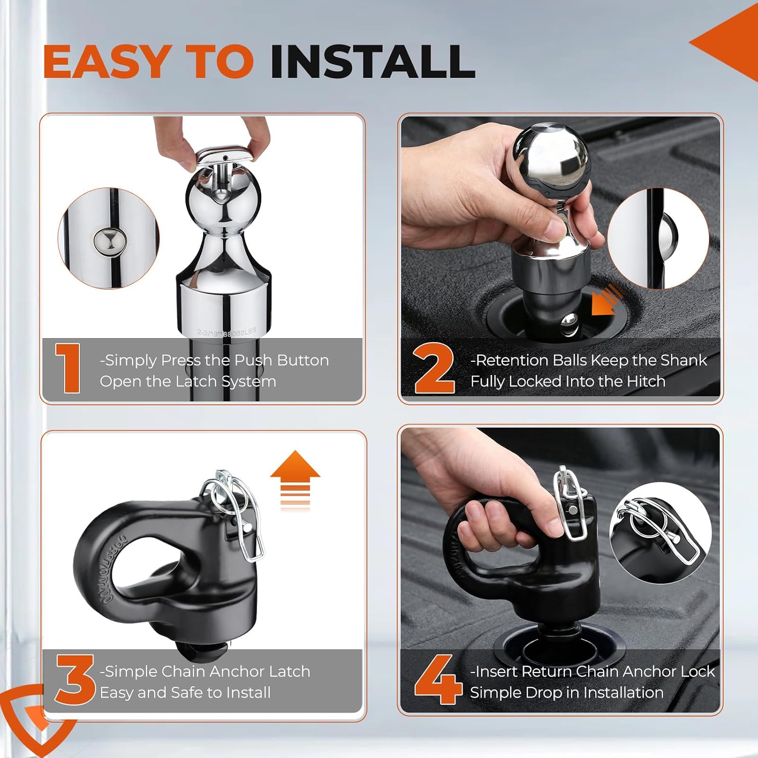 60692 Puck System Gooseneck Hitch Ball Kit, Compatible with Ford F250 F350 F450 2013-2026,fit for Chevrolet Silverado 2016-2026,Compatible with GMC Sierra & Nissan Titan XD,2-5/16 Inch Ball