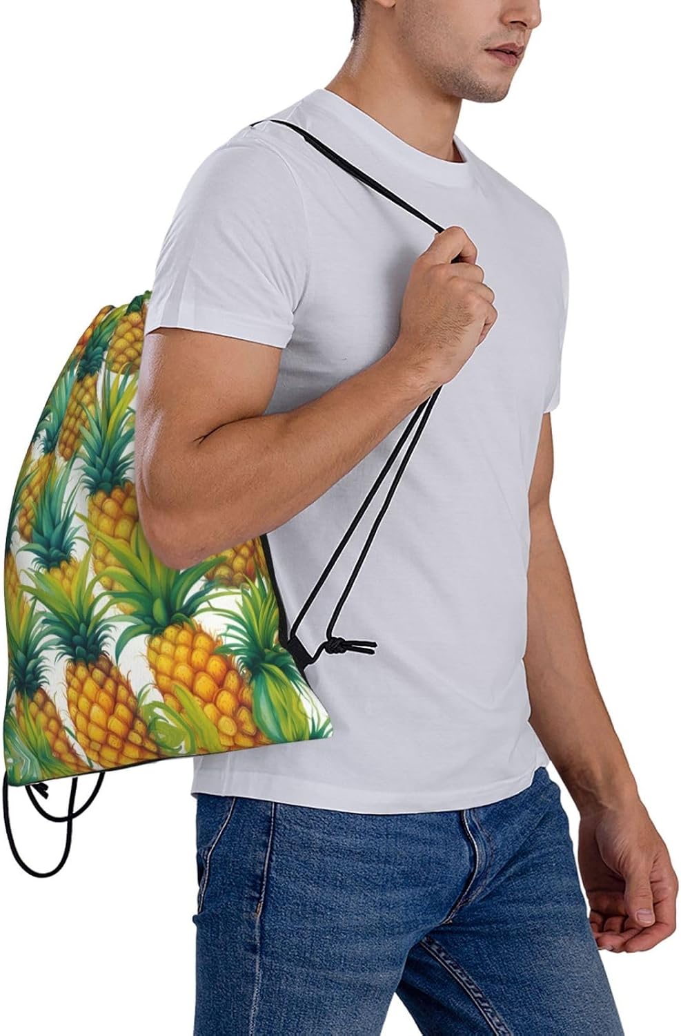 Exotic Tropical Pineapples Print Drawstring Backpack Bags Bulk Sports Cinch Sack Gym String Bags String Backpack For Men Women