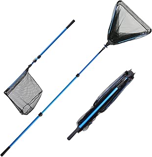 Eacam Landing Net with Aluminum Collapsible Telescopic Pole Handle and Nylon Mesh for Fishing in Saltwater Freshwater