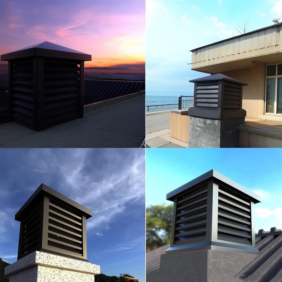 Villa Sombrero De Chimenea De Aleación, Tapa De Chimenea Para Techo Cuadrado, Cubierta De Chimeneas Para Techo Exterior, Aumenta La Eficiencia(400 * 400mm/15.7 * 15.7in)