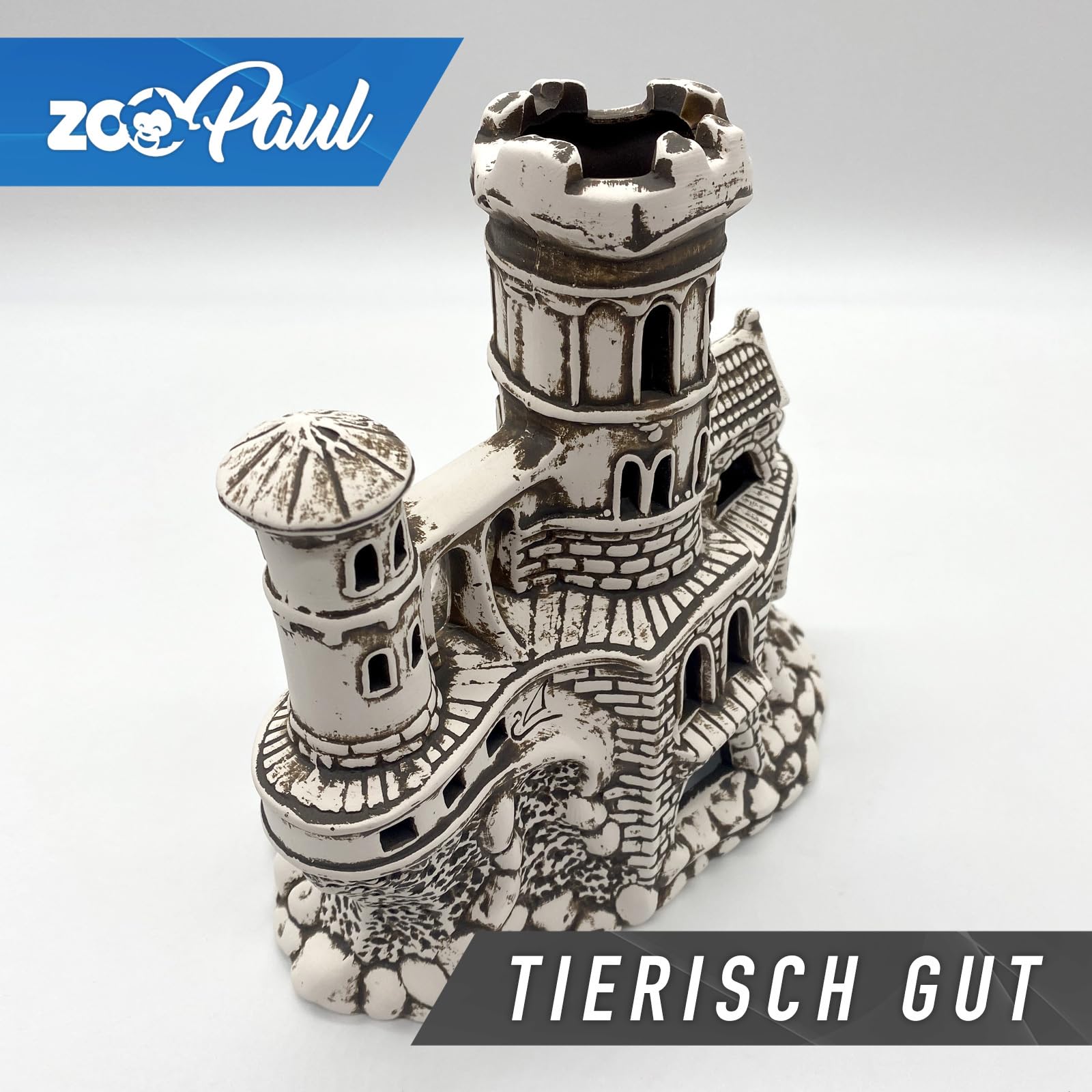 ZooPaul Sprudel Set Keramik Deko und Pumpe + Zubehör Dekoration Aquarium XL Burg Schloss Gebäude groß