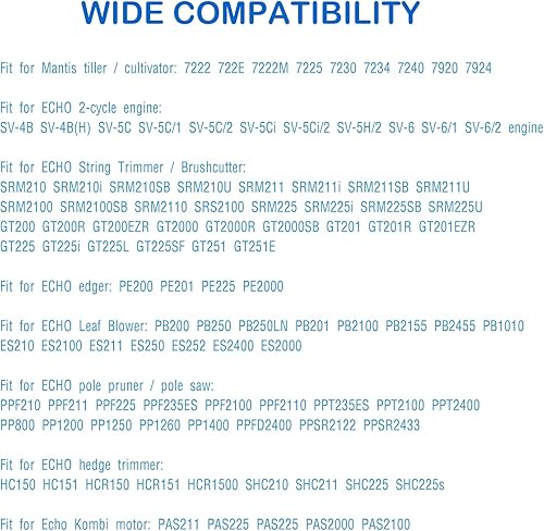 Miniatura 4 de Paquete de 2 repower Kit 900103 90097, kit de ojales para tanque de combustible con filtro de línea de combustible, bujía para Echo SRM-210 225 230