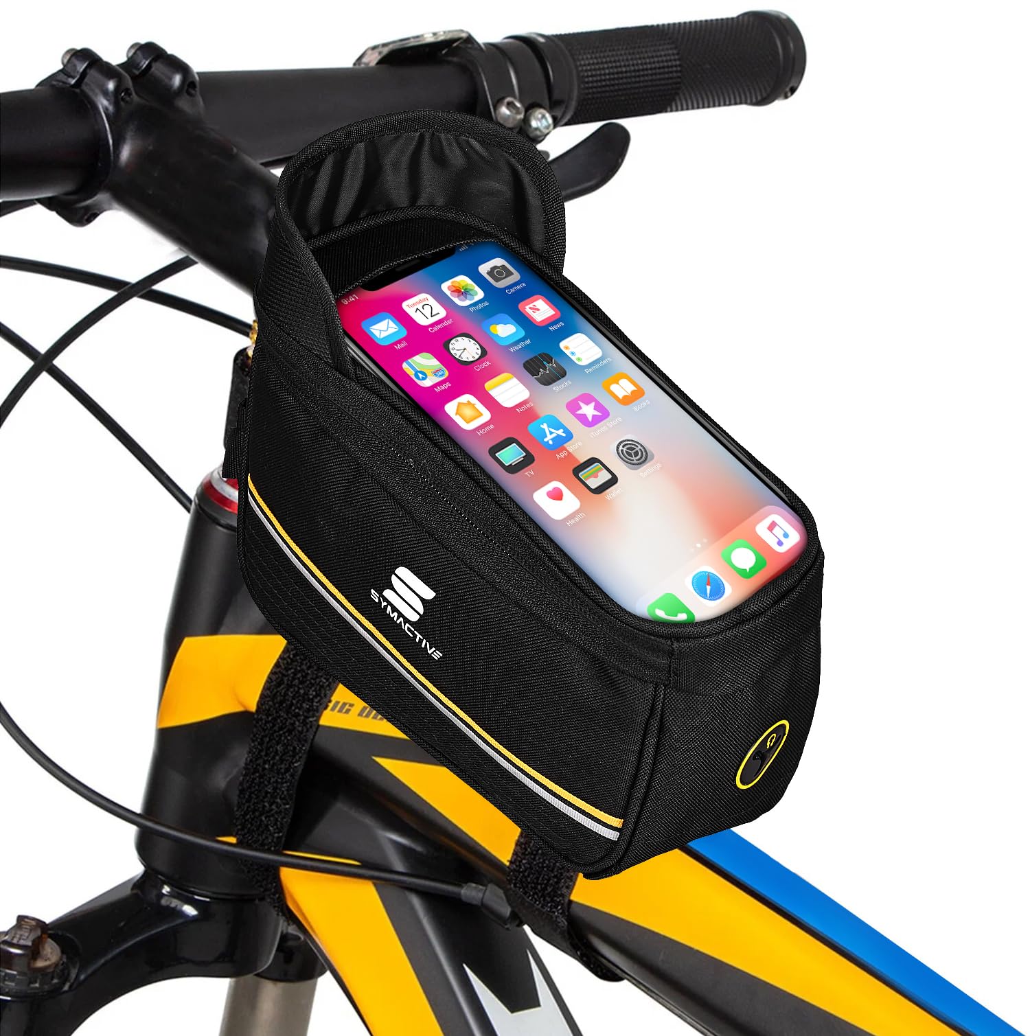 Amazon Brand - Symactive Bicycle Front Frame Bag for Mobile Phone, with Touch Screen Sensitivity (Polyester, Black) (B0CV48VYTW) Amazon Price History, Amazon Price Tracker