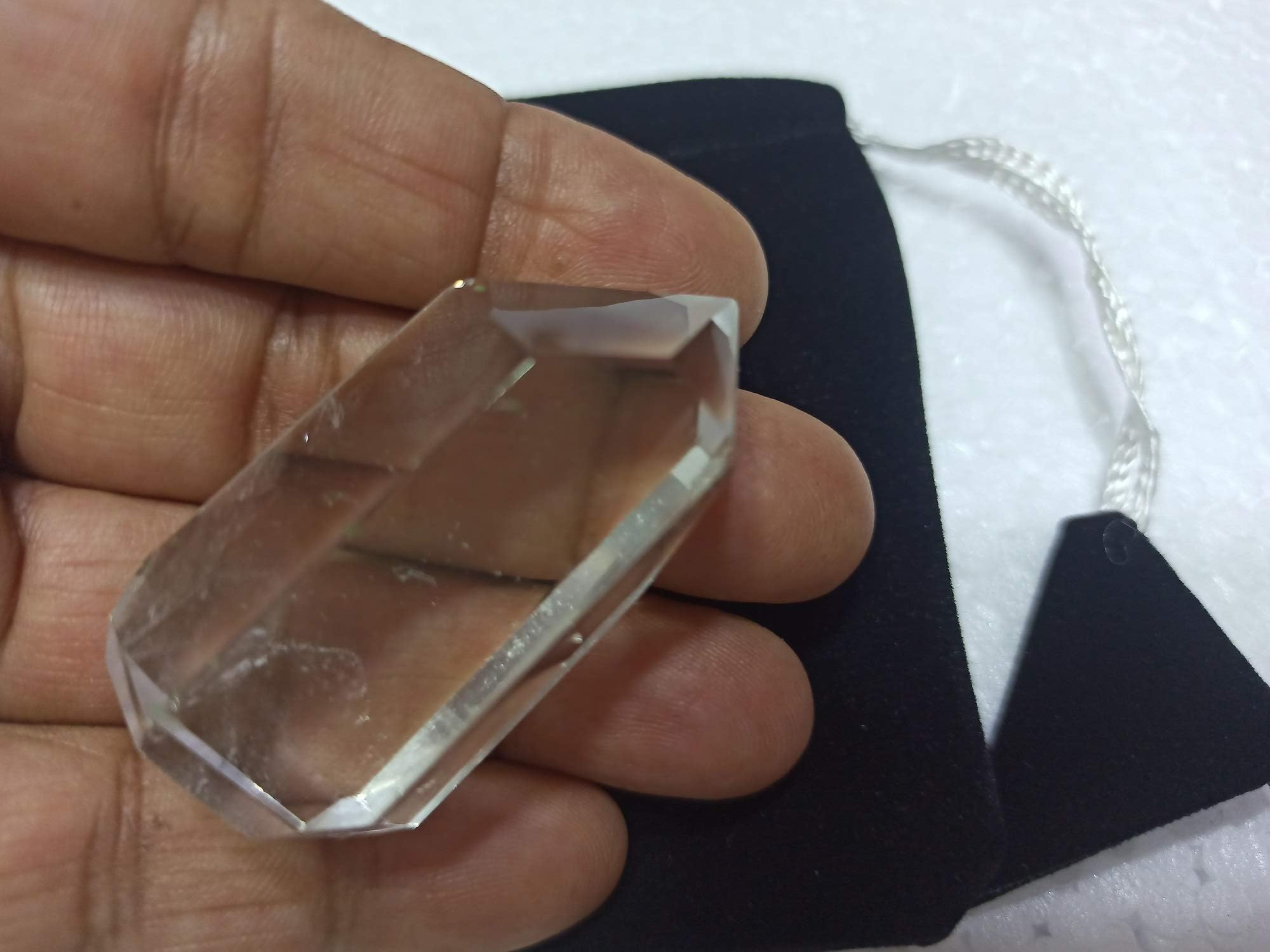 Wholesalegemshop Natural Untreated Lemurian Quartz Crystal Point Mineral Specimen, Reiki Energy, Terminated, Healing Crystals with Pouch