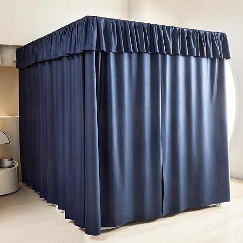 AIKASY Dark Blue Thickened Bed Canopy Curtains - Elegant Bedroom