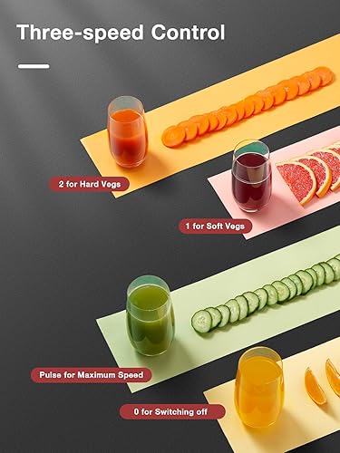 Miniatura 5 de Extractor de exprimidores de boca ancha de 3 pulgadas, potencia máxima de 800 W, para verduras y frutas con ajuste de 3 velocidades, motor de 400 W,