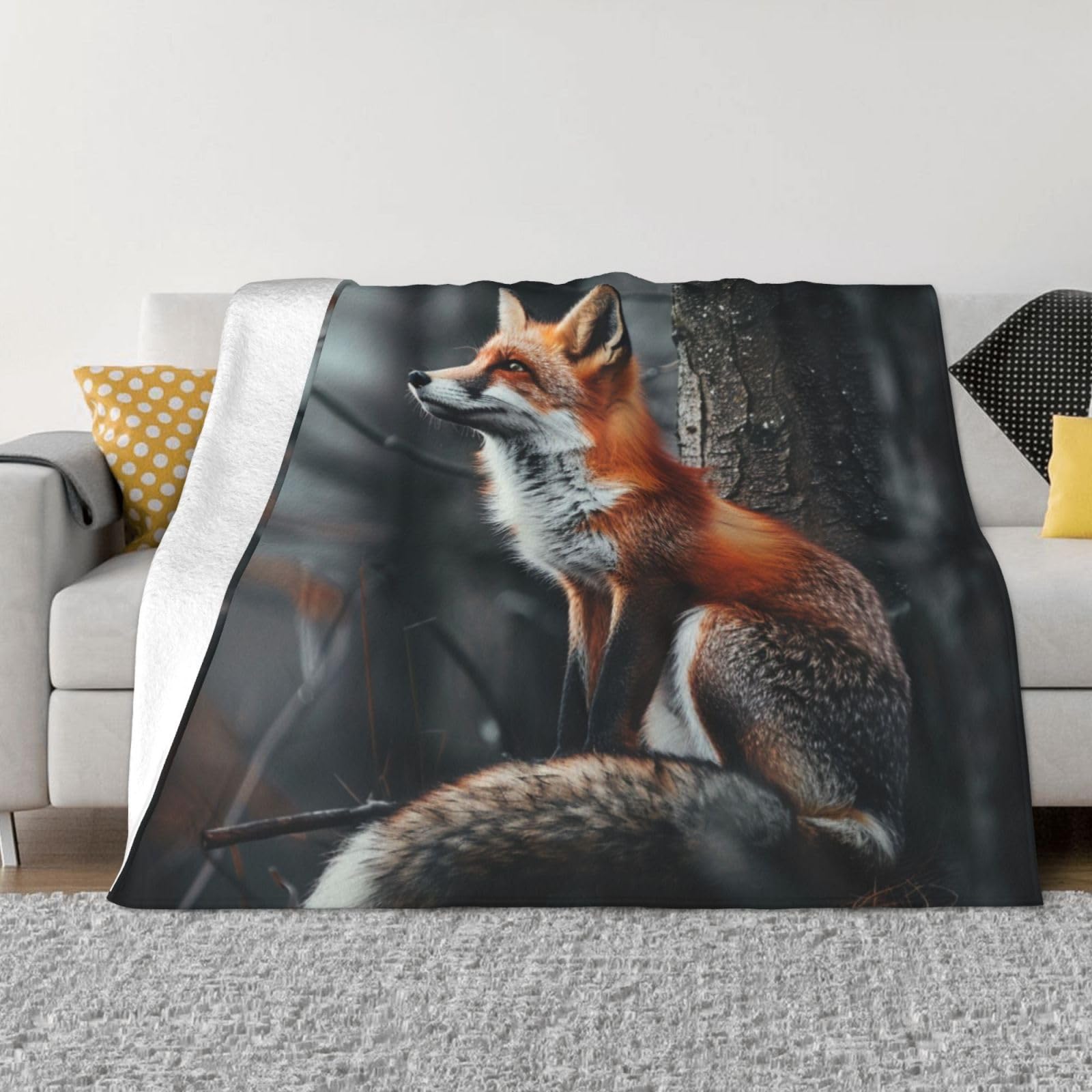 Couverture polaire douce Mexpekil Forest Fox pour voyages en voiture et canapé