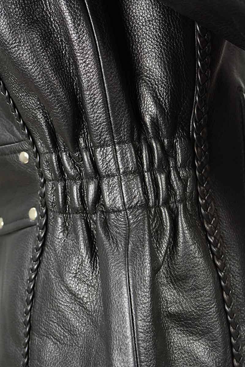 Milwaukee Leather LKL2710 Womens Classic Black Braided Motorcycle Jacket with Studded Back — view 9