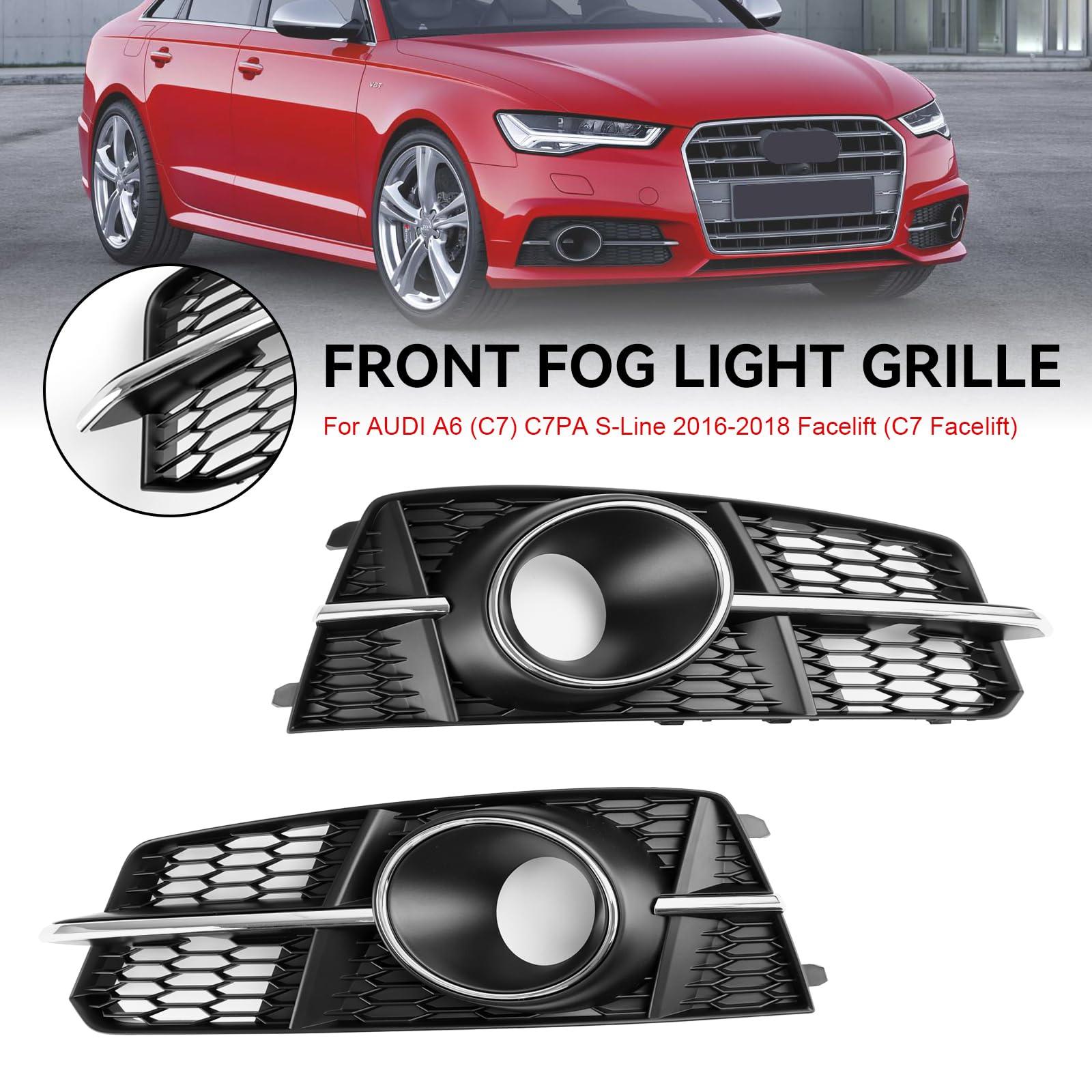 Fog Light Front Bumper Lower Grill 4G0807682AG Adatto per Audi A6 4G C7 A6l 2016-18 (No Logo)