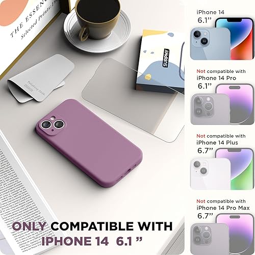 Miniatura 2 de SURPHY Funda compatible con iPhone 14 con protector de pantalla (protección de cámara y forro de microfibra suave), funda de silicona líquida de 6.1