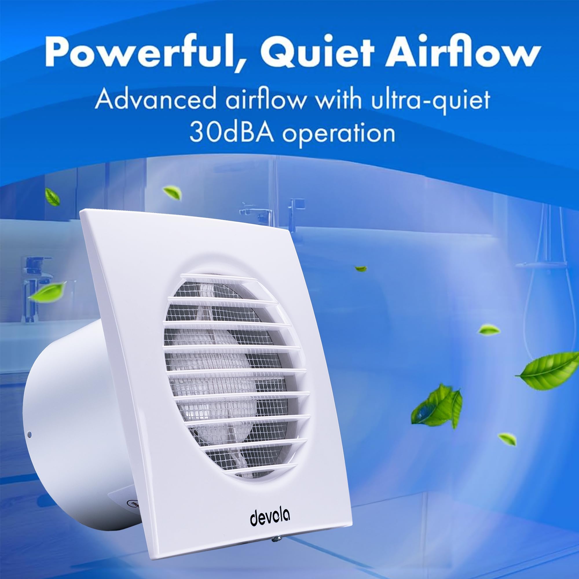 Devola 100mm Axial Extractor Fan with Timer, 4 Inch Bathroom Fan, Extractor Fan with Adjustable Overrun Time Function - Image 3