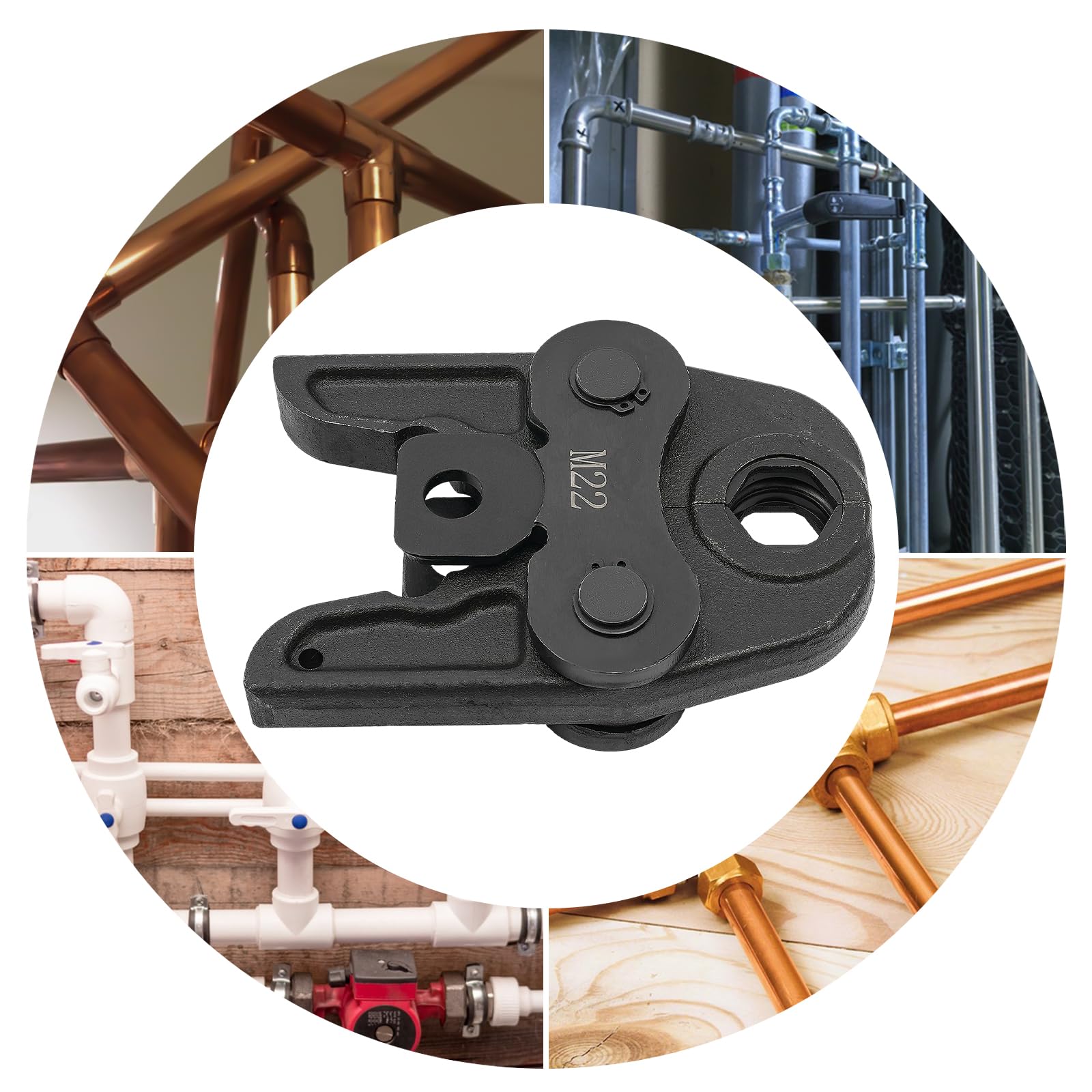 Mordaza de crimpadora compacta, pinzas de presión para pinzas de presión M22 para uso en tubos de cobre, tubos de acero inoxidable y tubos de aluminio con diámetro de tubo de 22 mm