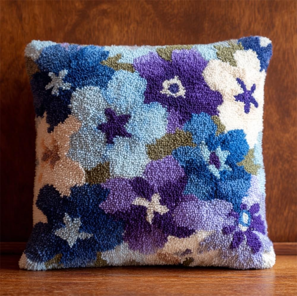 Taxpy Latch Hook Pillow Kits Flower 17X17In