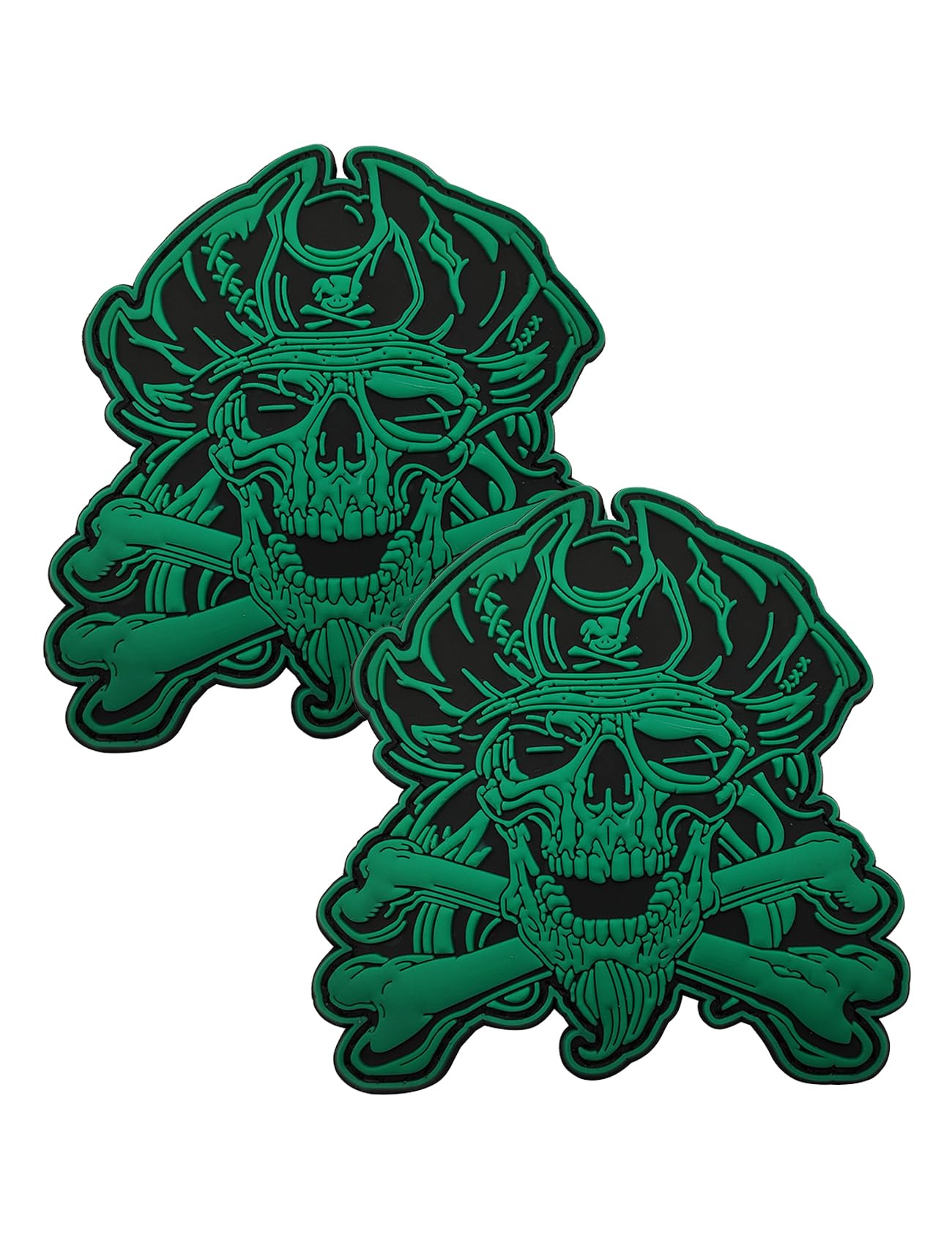 Écusson pirate phosphorescent vert AliPlus pour sac à dos de randonnée et airsoft