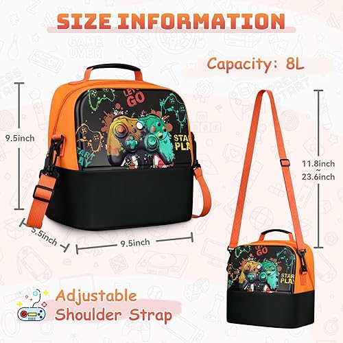 Miniatura 2 de Itslife Lonchera para niños, bolsa de almuerzo aislada para niños, reutilizable, ligera y duradera, con ranura interior para tarjeta de nombre para