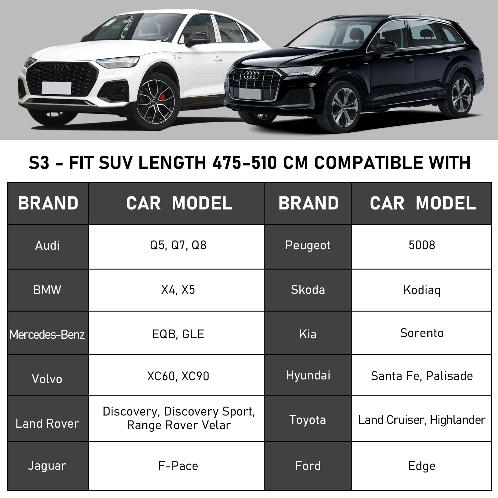 Favoto Autoabdeckung Vollgarage Auto Autoabdeckplane Outdoor - Wasserdicht Autohülle Autoplane Kompatibel mit BMW X5 GLE Audi Q7 Cayenne Grand Cherokee Abdeckplane für SUV (485-510 cm Silber
