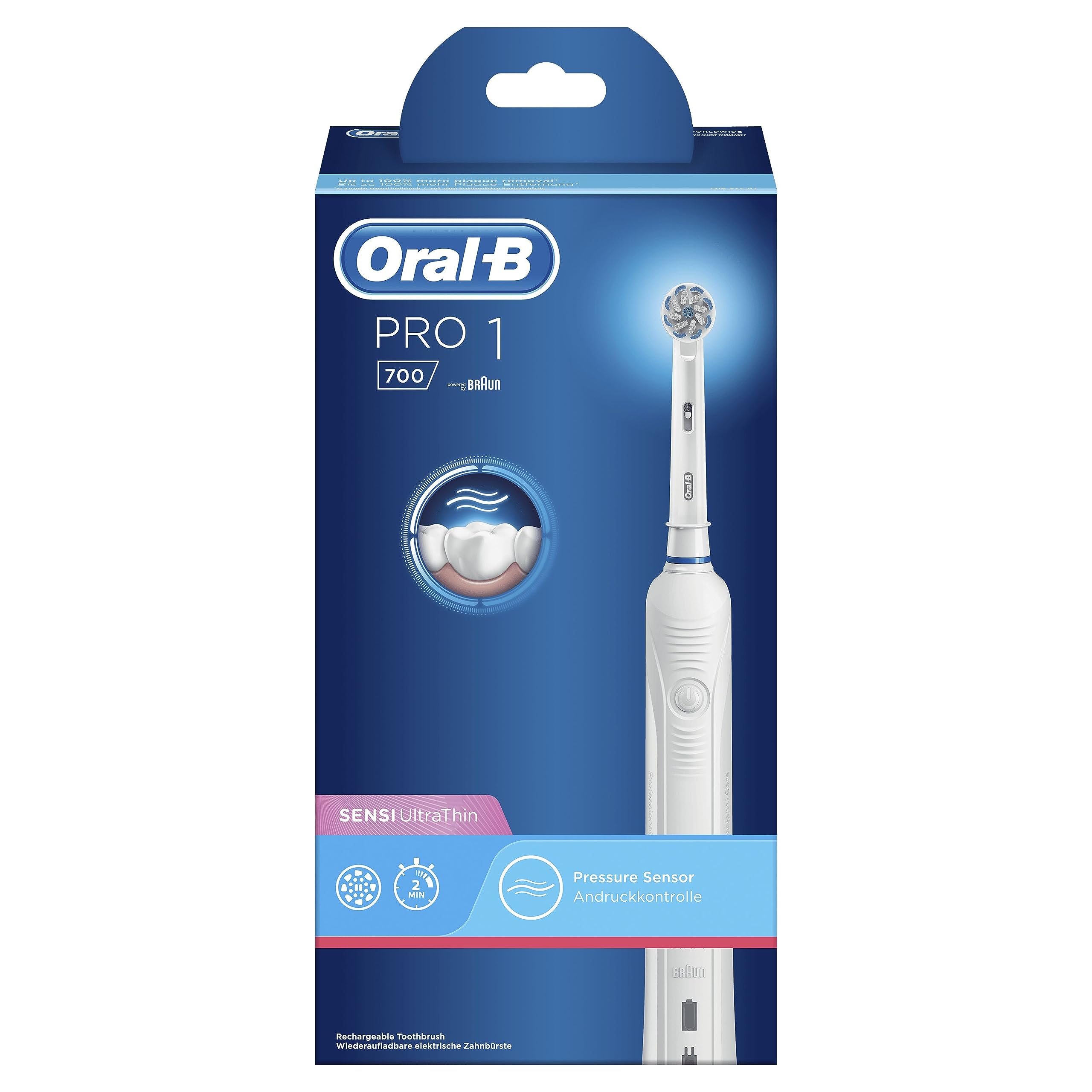 Braun Oral-B PRO 1 700 Brosse À Dents Électrique Rechargeable, 1 Brossette