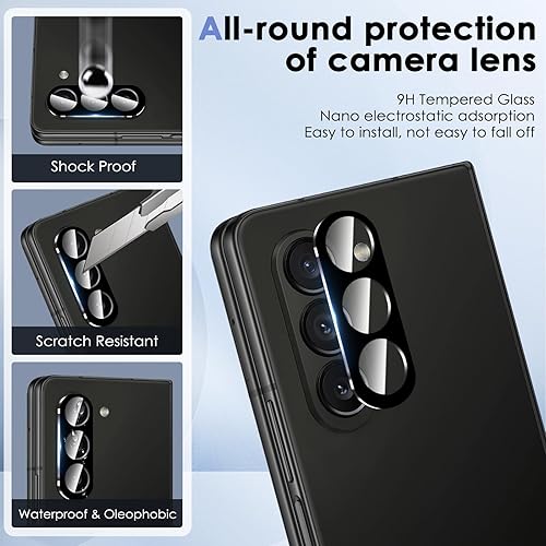 Miniatura 7 de Paquete de 6 protectores de pantalla para Samsung Galaxy Z Fold 5, protector de pantalla frontal de vidrio templado + protector de pantalla interior