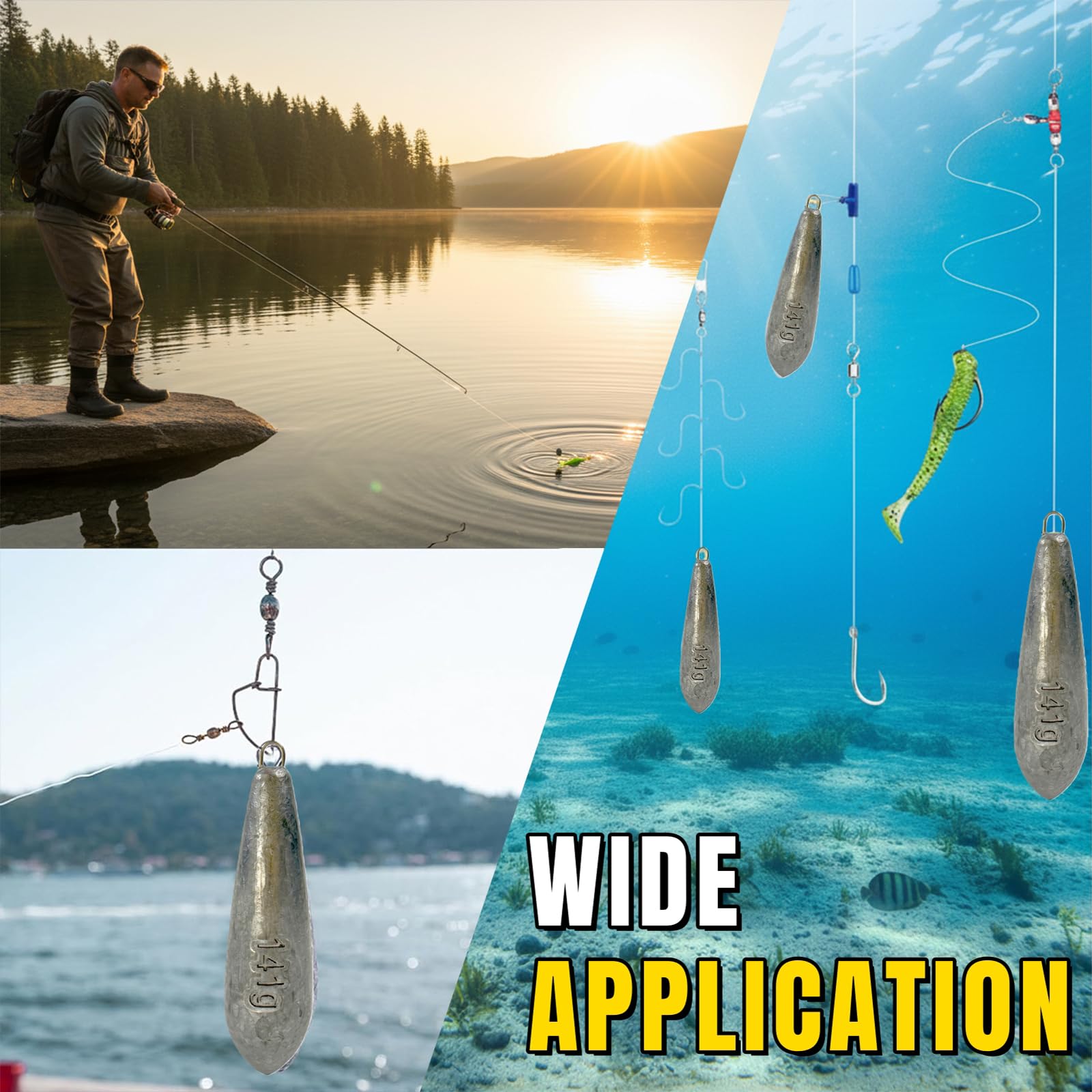 Plomos de pesca para carpas – Diseño aerodinámico en forma de lágrima, resistente a la corrosión y libre de enganches, bajo salpicaduras y silencioso para agua dulce y salada