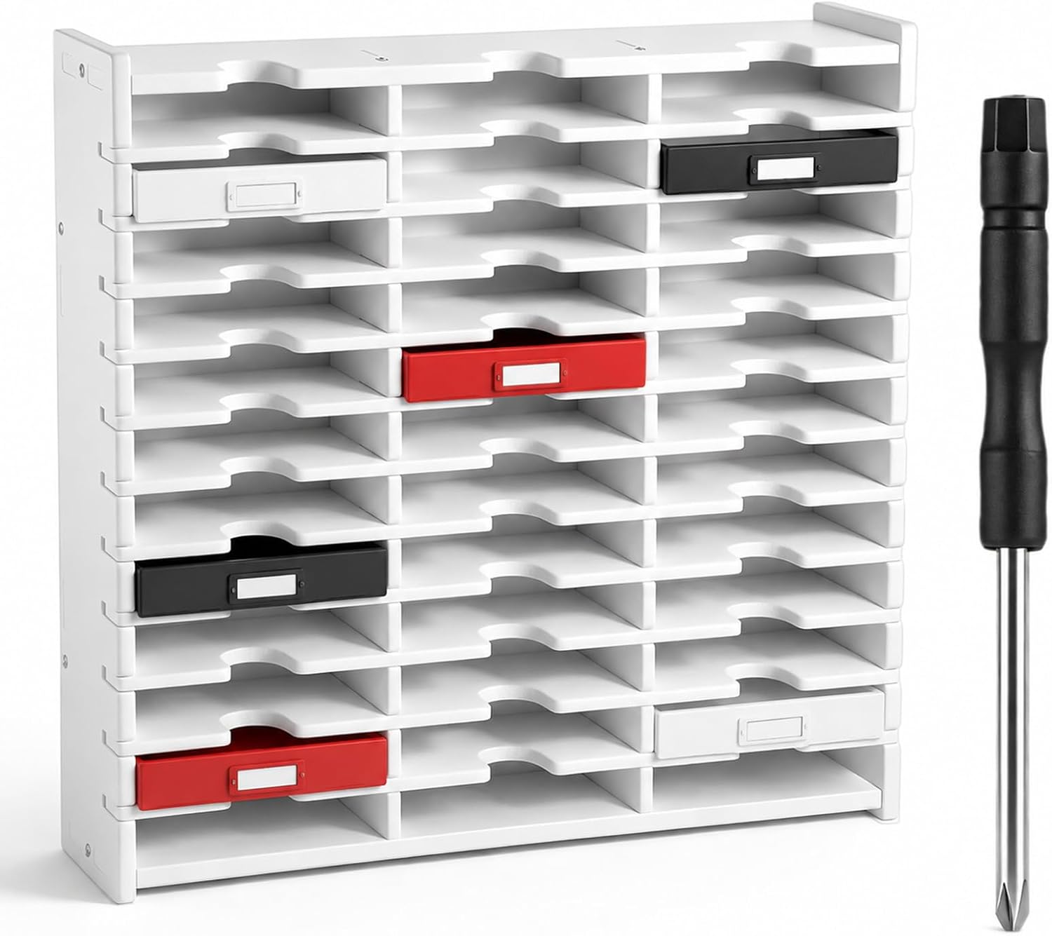 KongTiva 36 Slots Ink Pad Storage Rack, Large Capacity Ink Pad Holder Wall-Mounted Stamp Pad Organizer Holder Compatible with Standard Size Ink Pads Space-Saving Design