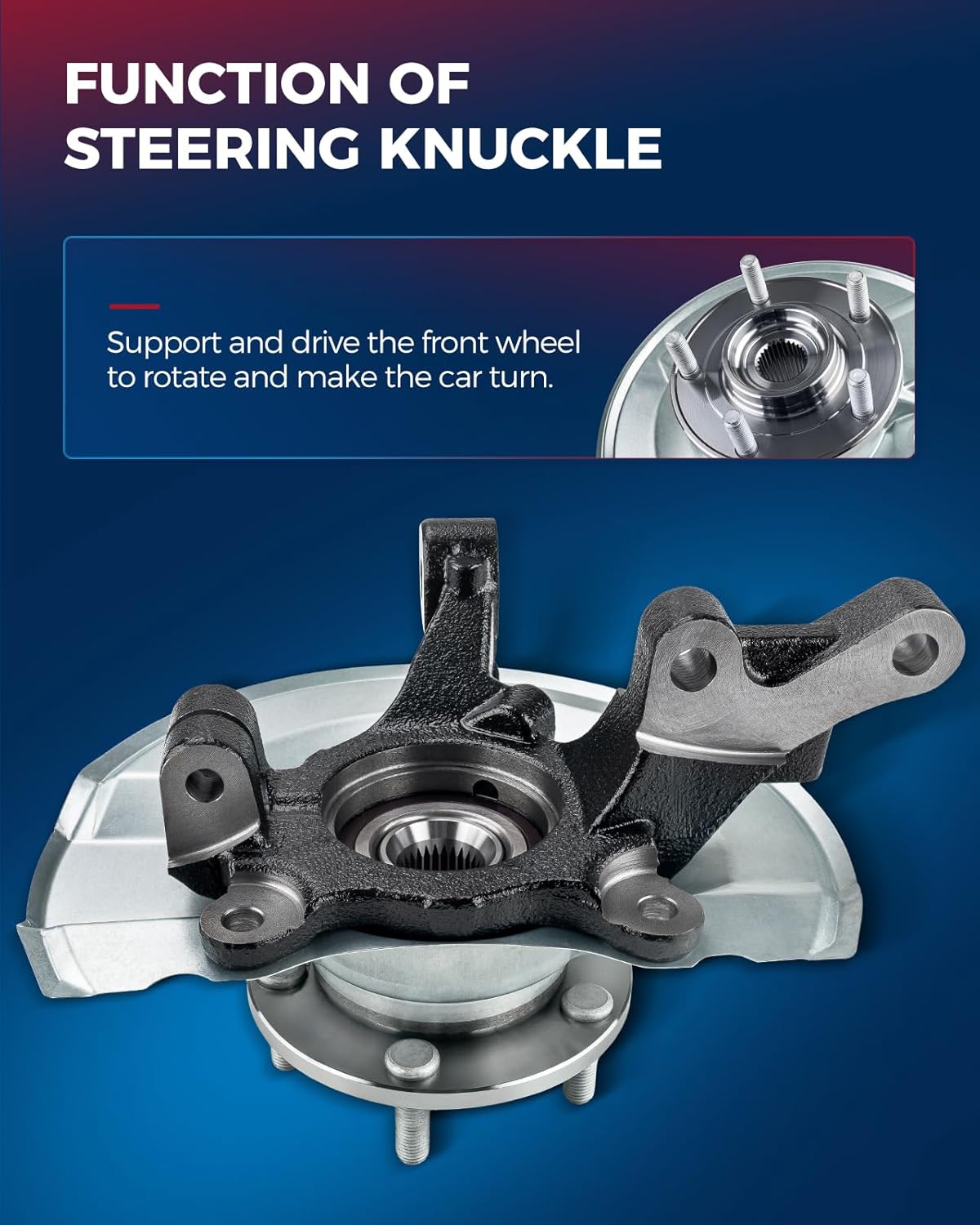 KAX Front Left steering knuckle and hub assembly Compatible with Ford Focus 2012-2018 2.0L,Driver Side