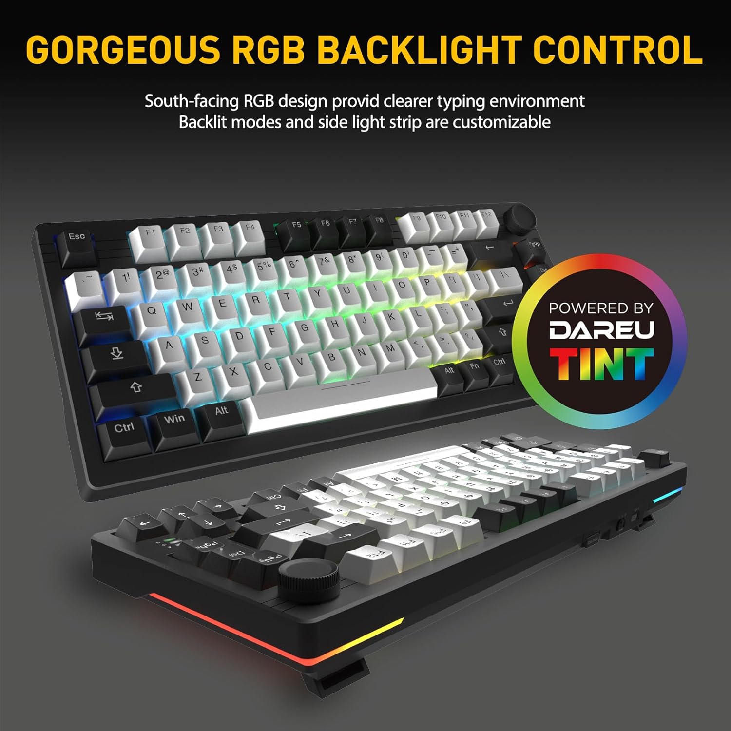 DAREU EK75PRO keyboard with vibrant RGB backlighting