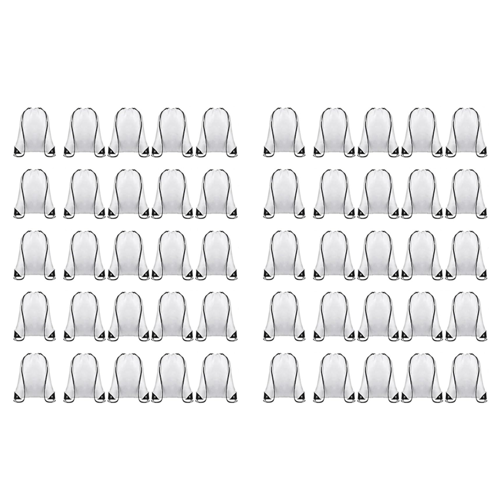 Reinscer White 50 Pcs Sublimation Drawstring Bags Bulk Blank Drawstring Backpacks Reusable Gym Sport Sinch Sack Backpack