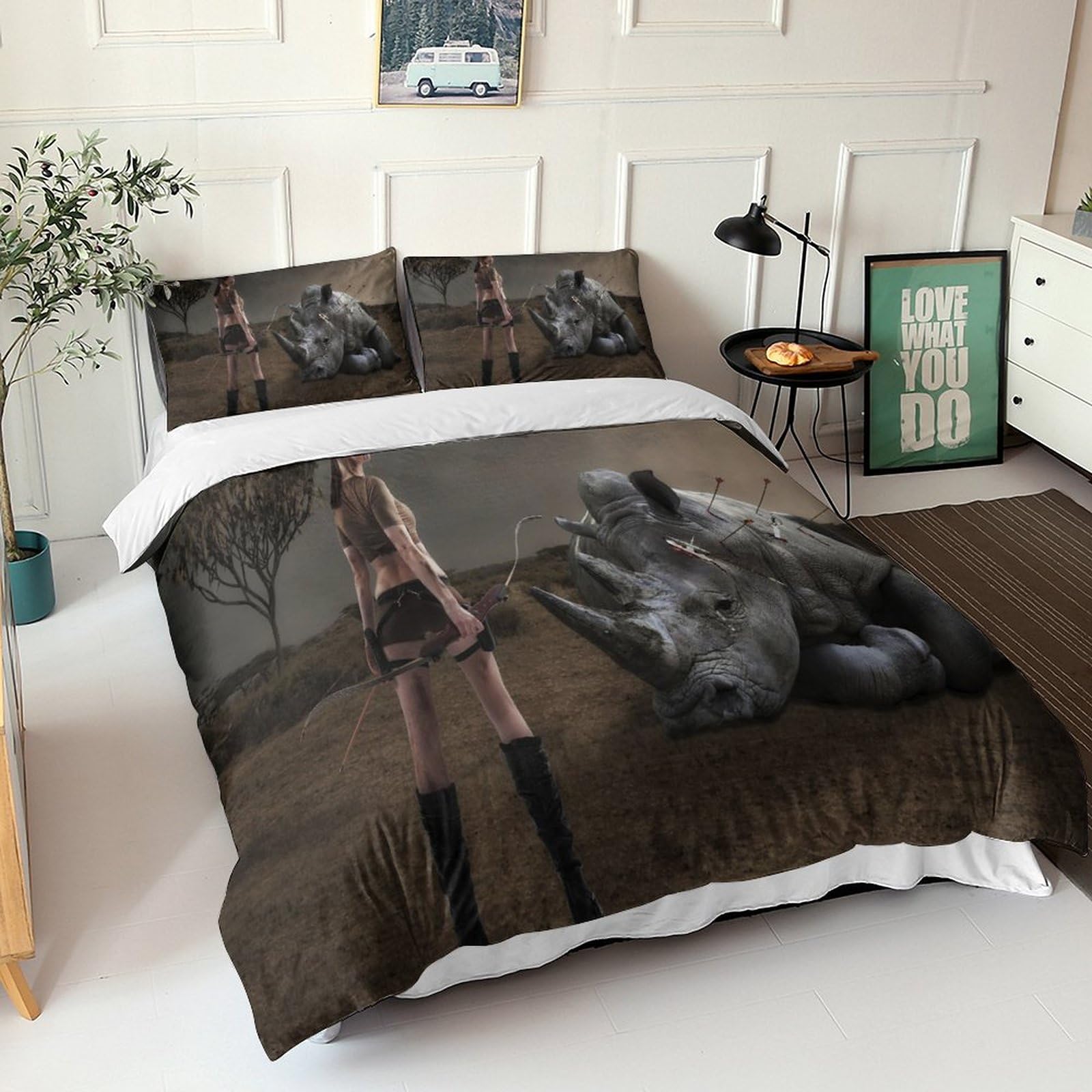 Housse de couette rhinocéros 3D idéale pour décorer une chambre d'enfant