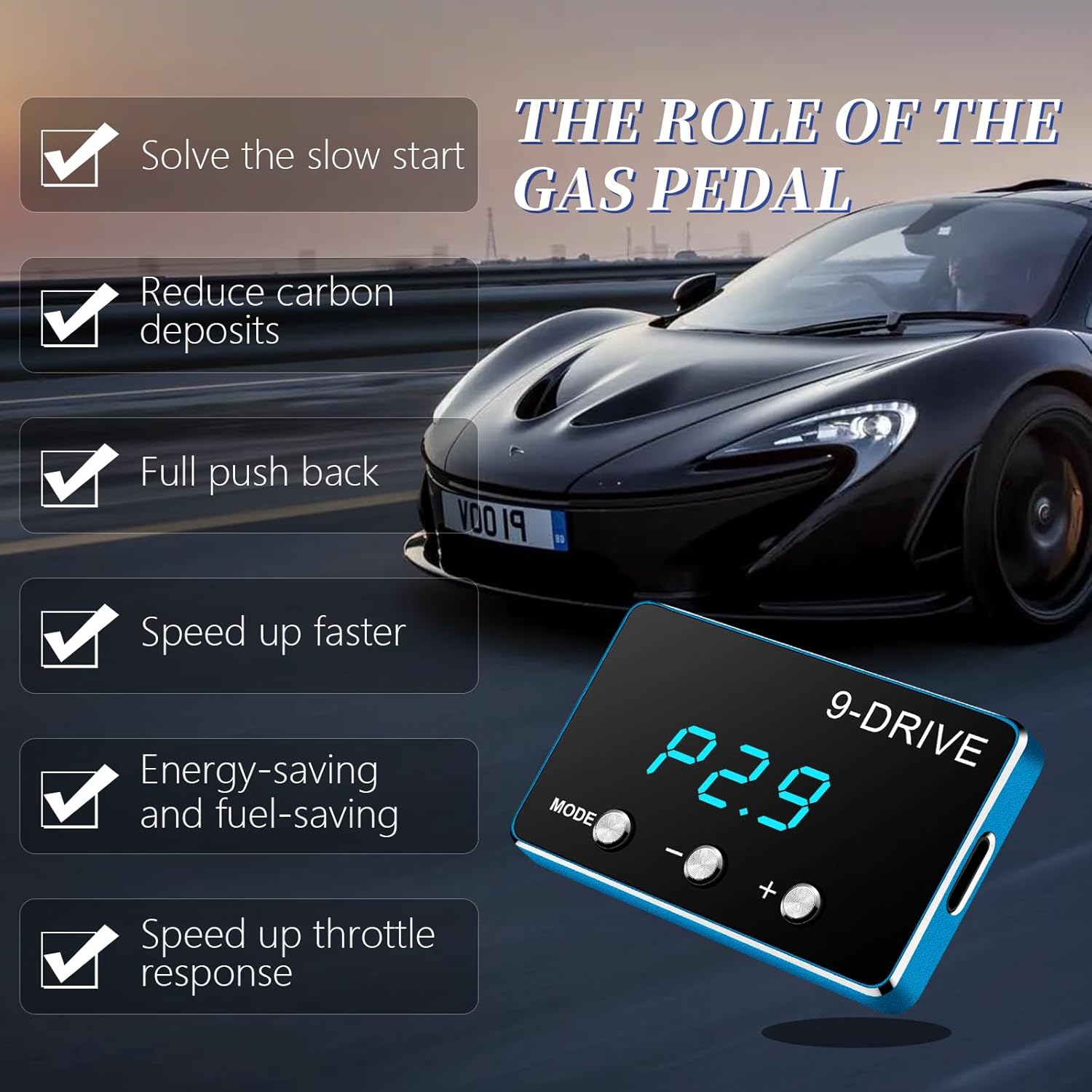 Throttle Response Controller,9 Drive 9-Mode Universal Smart Electronic Racing Accelerator For Dodge Maserati Jeep Chrysler (F1-807-blue)