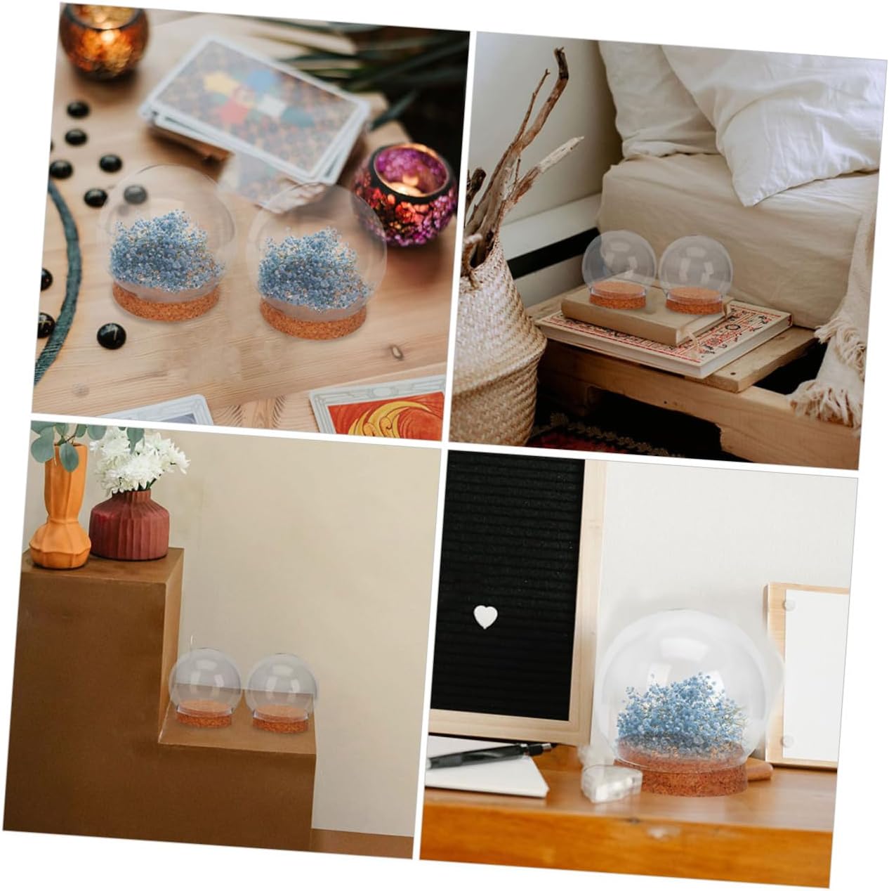4pcs Glass Dome Cork for Preserved Flower Display Elegant Table Centerpiece for Weddings Parties and Home Decor Glass Cover for Decorative Adornment