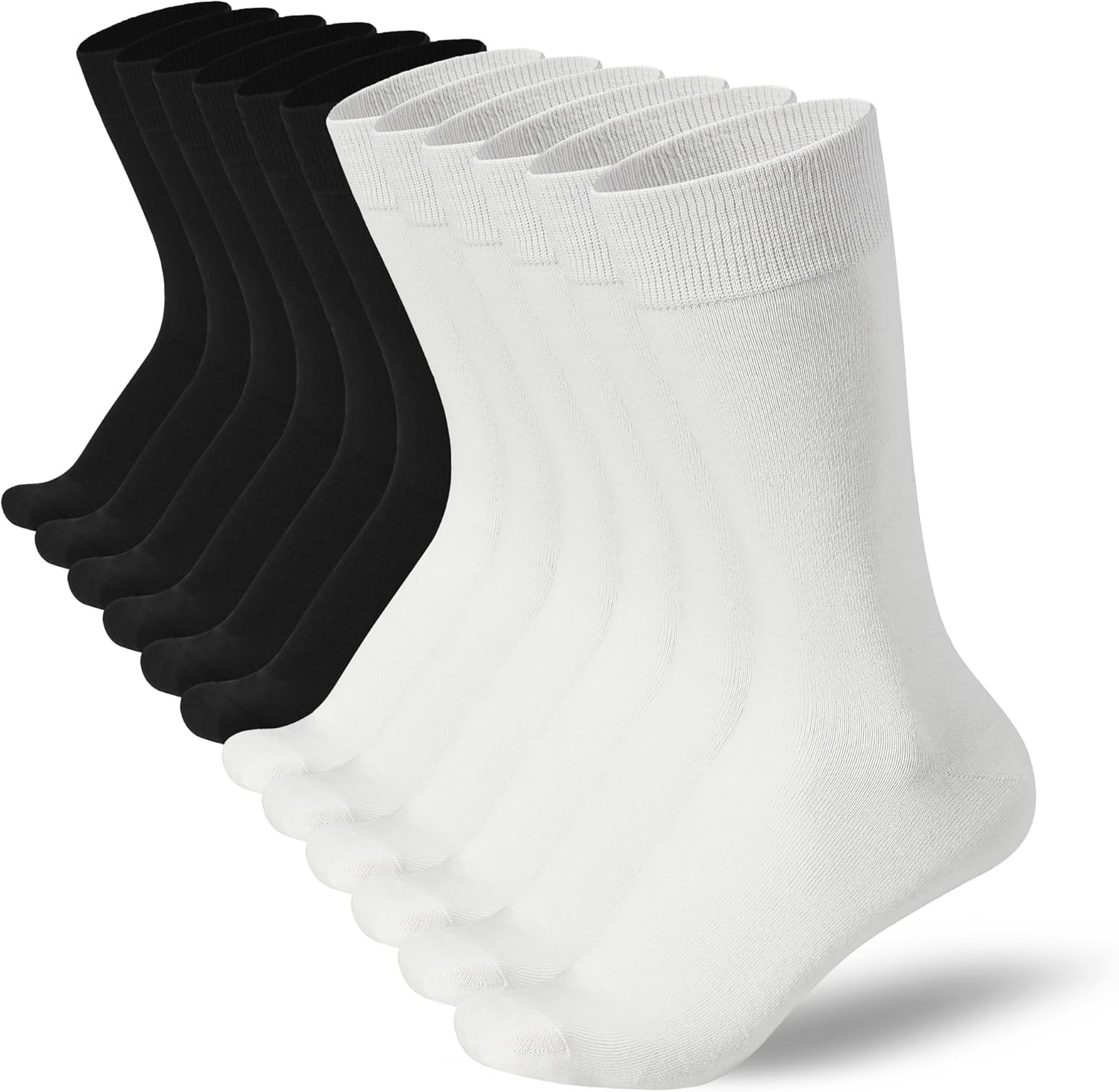 Men's Cotton Crew Socks, Super Soft and Breathable Dress Crew Thin Socks Lightweight Socks for Men 3-6 Pairs Pack Size 8-14