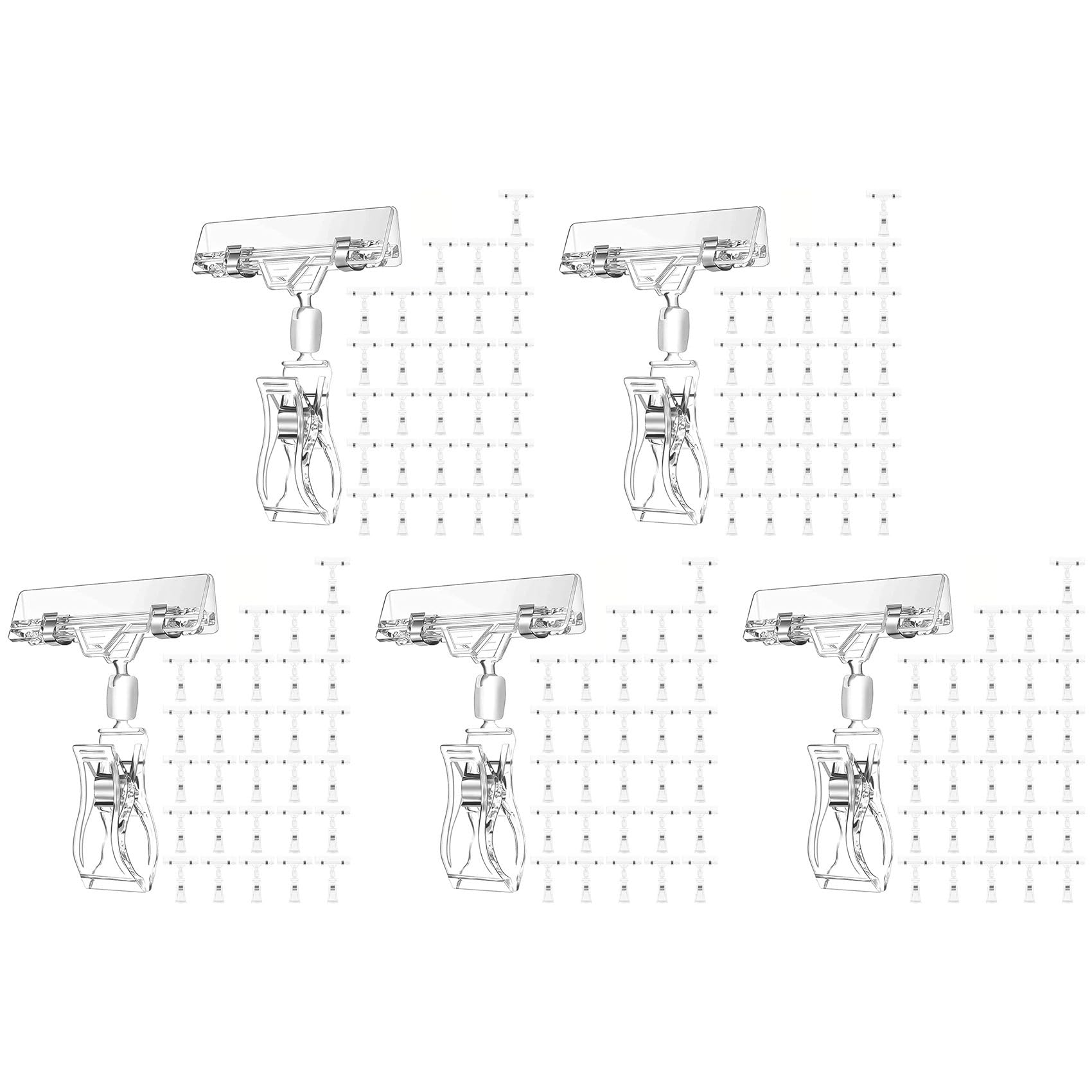 150 Clips para Carteles Portaetiquetas, Clips Giratorios de Plástico Transparente para Carteles, Clip para Exhibición de Carteles de Mercancía, Abrazadera para Etiquetas de Precios