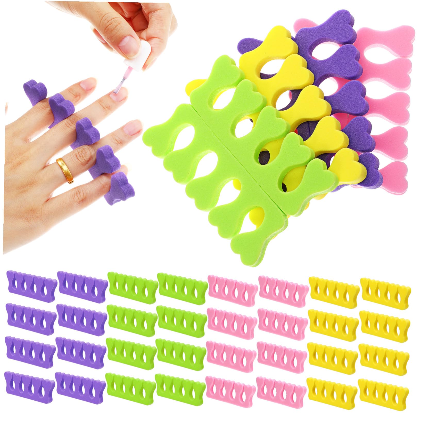 100 Separadores de Dedos Esponjosos para Mujer Herramientas para Pedicura Portátiles para Separar Uñas Casa y Viaje