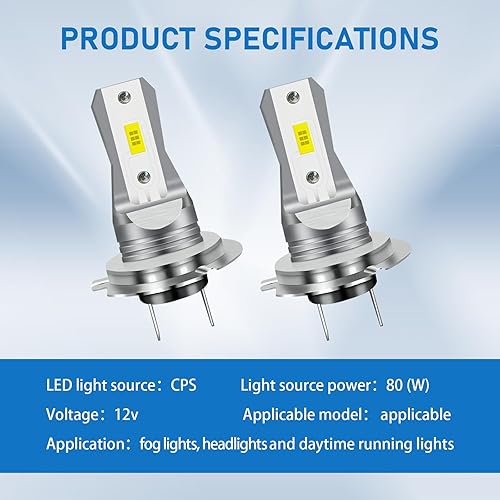 Miniatura 2 de 2 luces antiniebla LED H7 para automóvil, chip CSP de 1800 lúmenes, repuesto de luz halógena ultra brillante, tamaño mini 11, corriente constante,