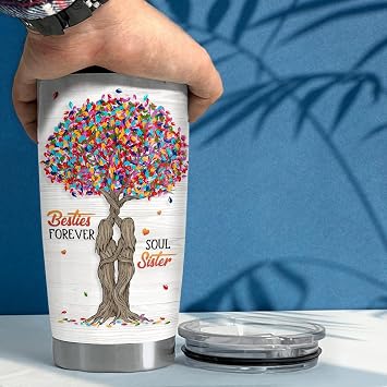 SANDJEST Best Friend Tumbler 20oz Besties Gifts for Women BFF Soul Sister Bestie Stainless Steel Insulated Tumblers Coffee Travel Mug Cup Friendship Gift for Birthday Christmas