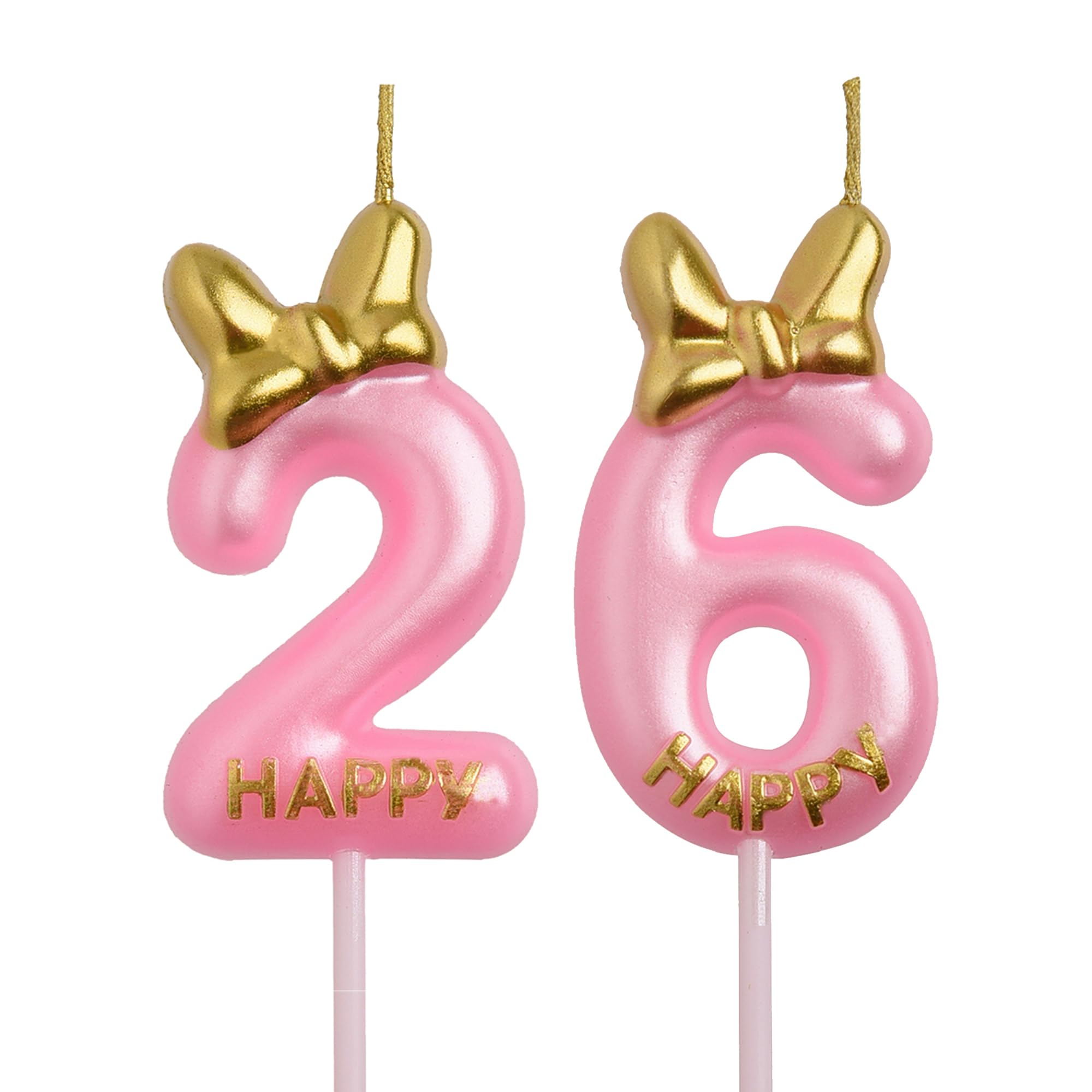 Amazon.com: AOOLADA 26th 62nd Birthday Candles, Pink 62 26 Year