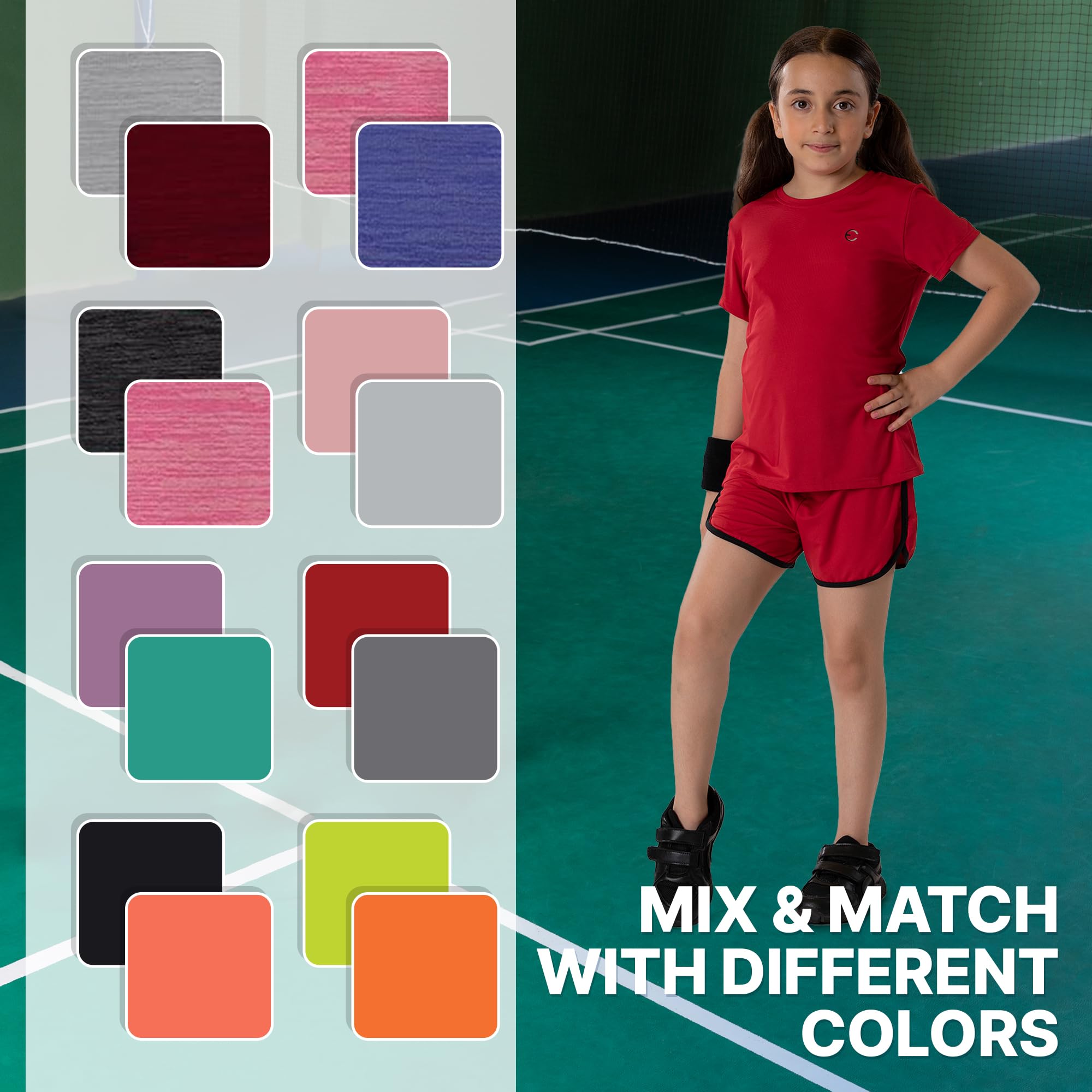 Conjuntos de ropa para niñas, camiseta atlética y pantalones cortos, ropa deportiva de alto rendimiento, ropa de verano para niñas, talla 5-14