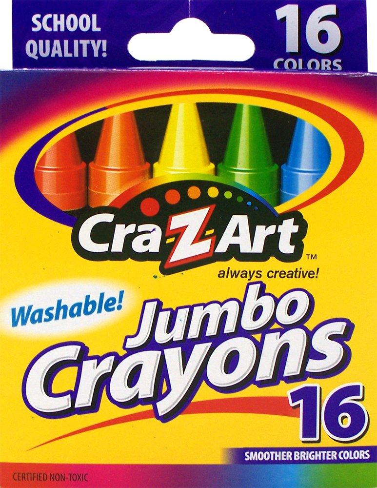 CRA Z Art Washable Jumbo Crayons, Multi Color (16 Counts)