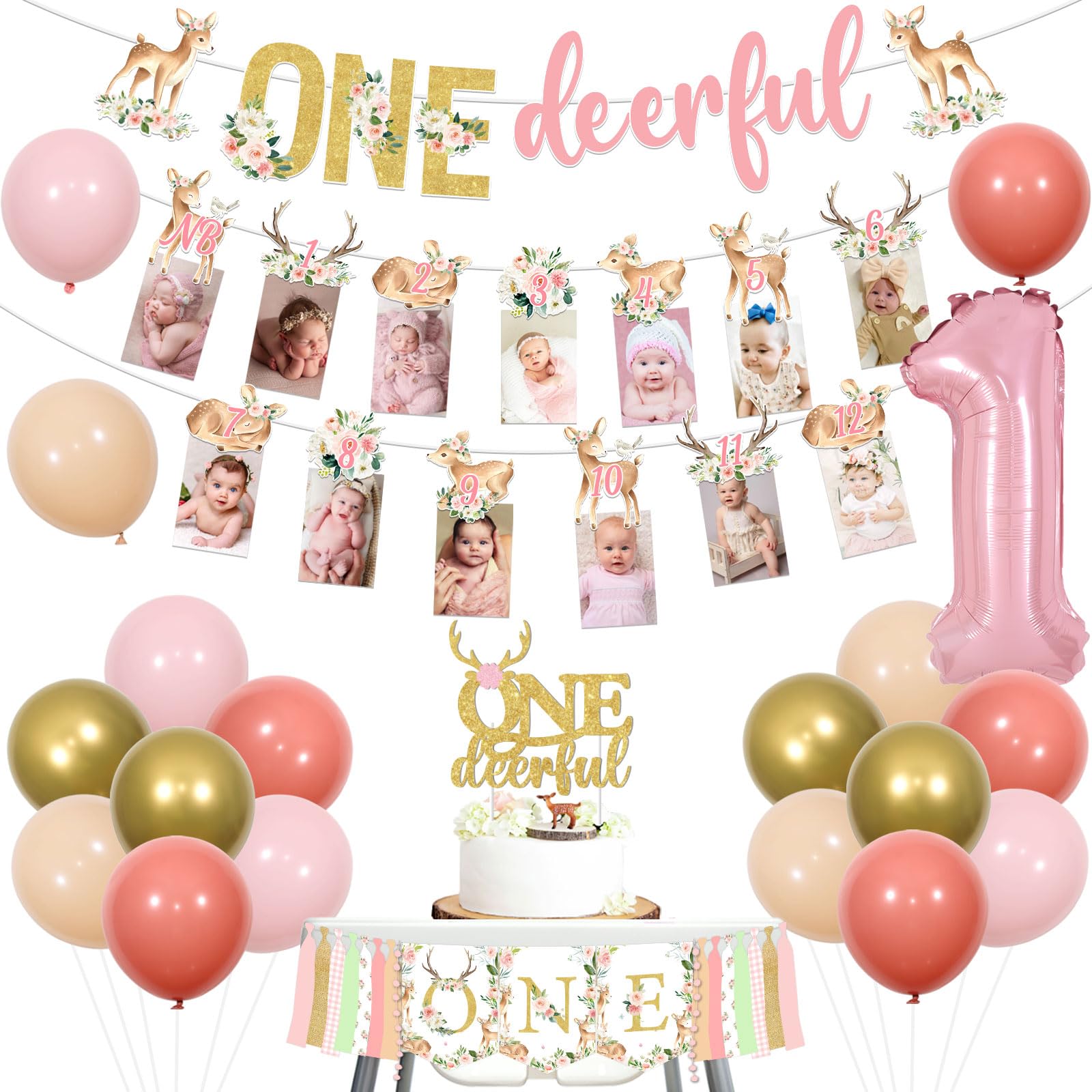 Waldtier-Banner 'Isn't She Onederful' Mit Hirschmotiv – Partydeko Für Den 1. Geburtstag Von Mädchen