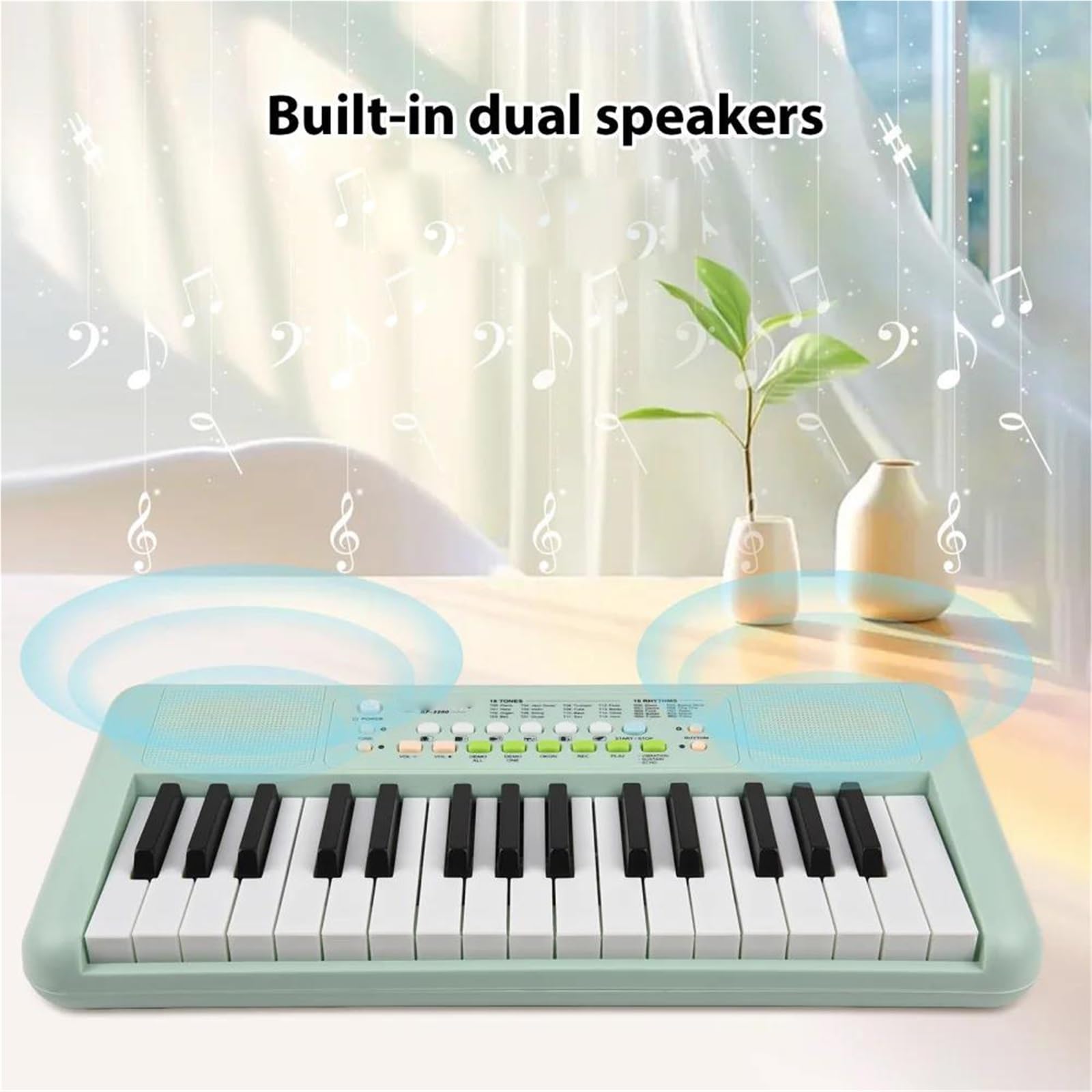 Pianino Elektroniczne Profesjonalne Pianino Elektroniczne Z 32 Klawiszami I Dwoma Głośnikami I Mikrofonem Przenośne Urządzenie Muzyczne(Light green)