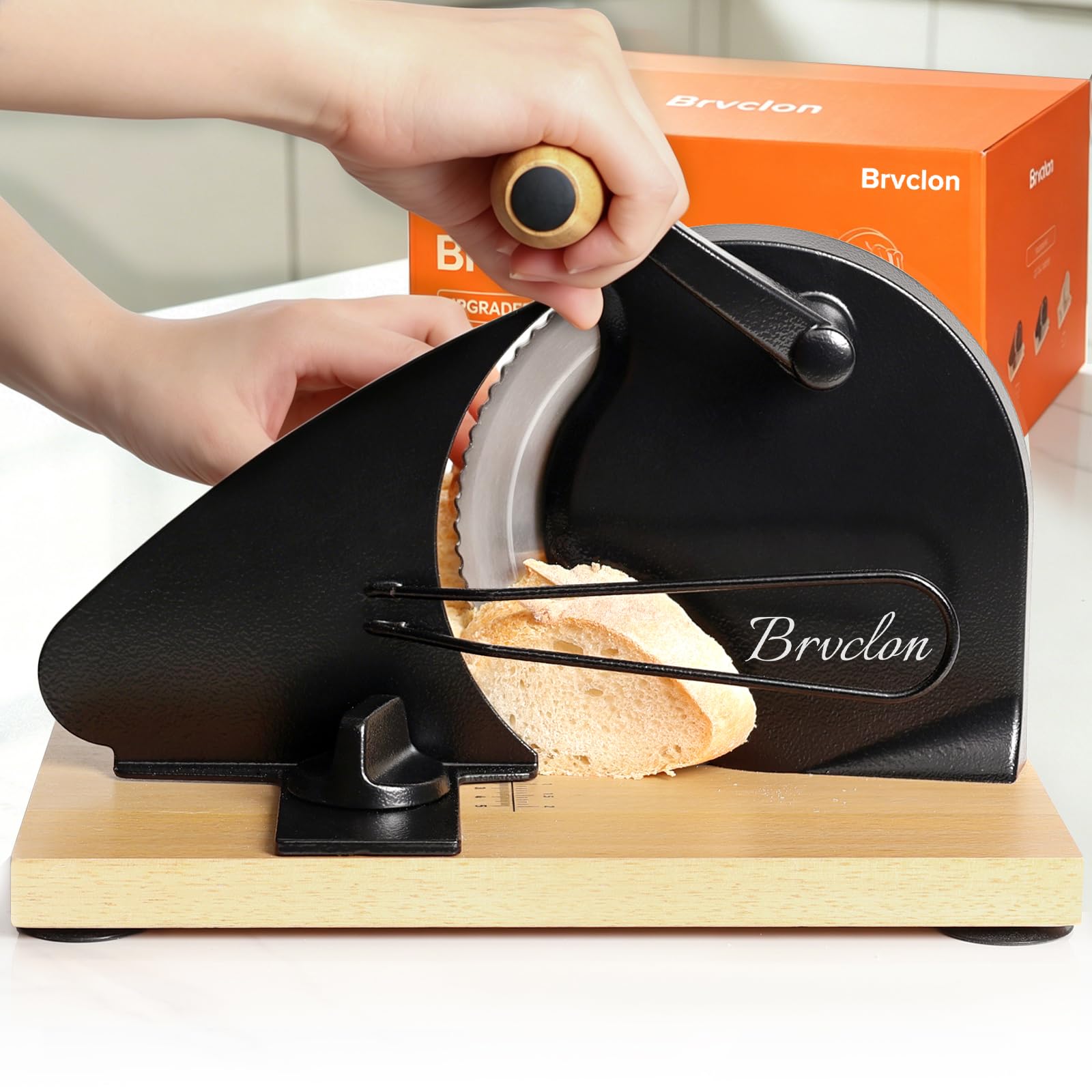 【Upgraded】Manual Bread Slicer for Homemade Sourdough Bread,Metal Guide & Adjustable Thickness, Hand Crank Bread Slicer with Scale Line and Suction Cup, Sharp Blade, Suitable for Sourdough Bread, Etc